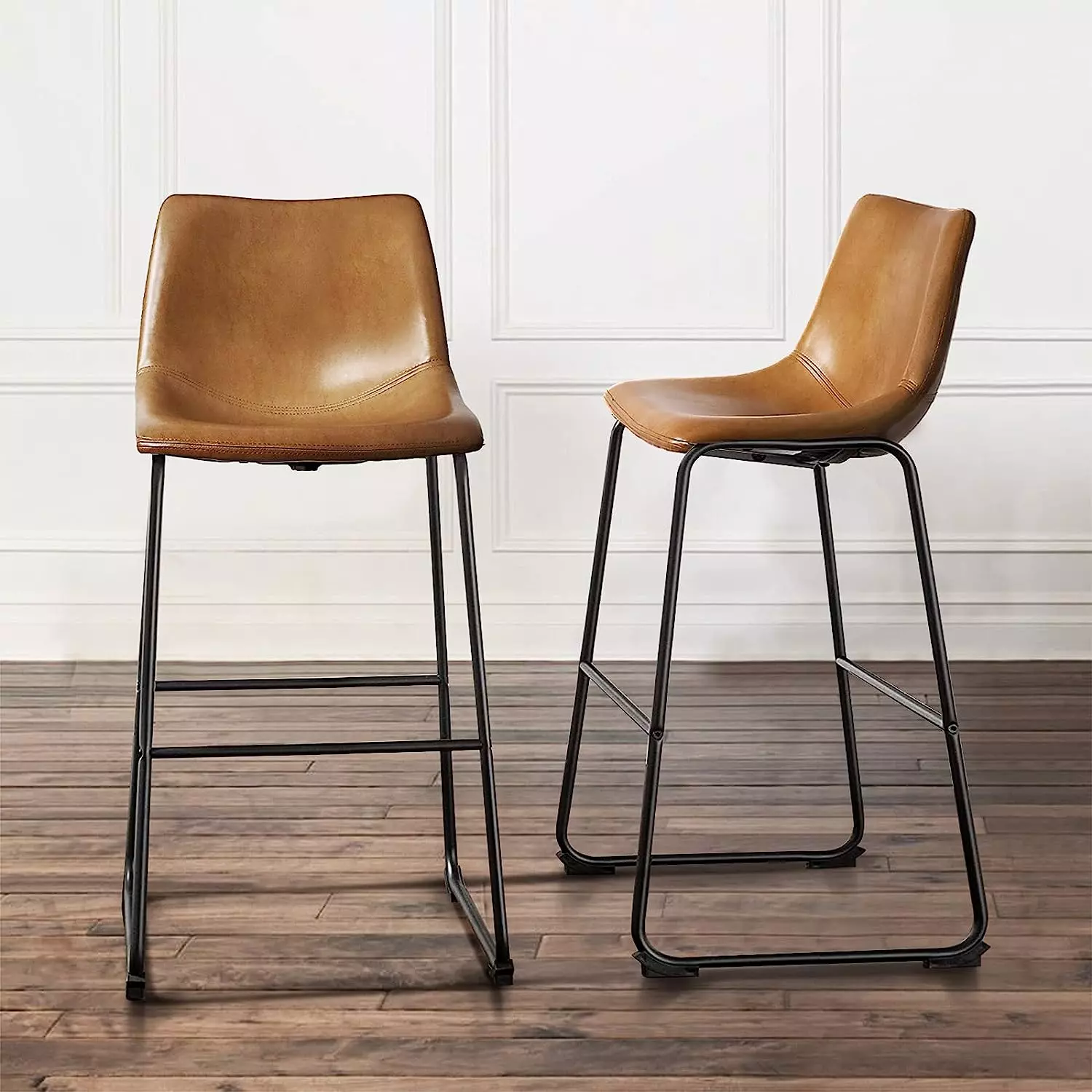 Waleaf Bar Stools Set of 2,Counter Height Bar Stools with Back, Modern PU Leather Stools BAR01 - Image 71
