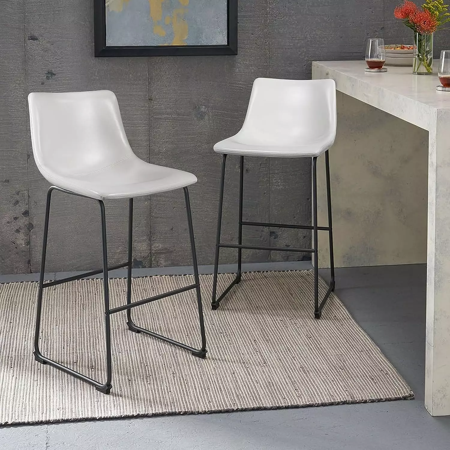 Waleaf Bar Stools Set of 2,Counter Height Bar Stools with Back, Modern PU Leather Stools BAR01 - Image 79