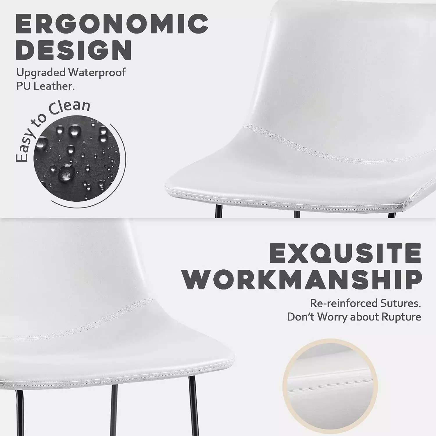 Waleaf Bar Stools Set of 2,Counter Height Bar Stools with Back, Modern PU Leather Stools BAR01 - Image 82