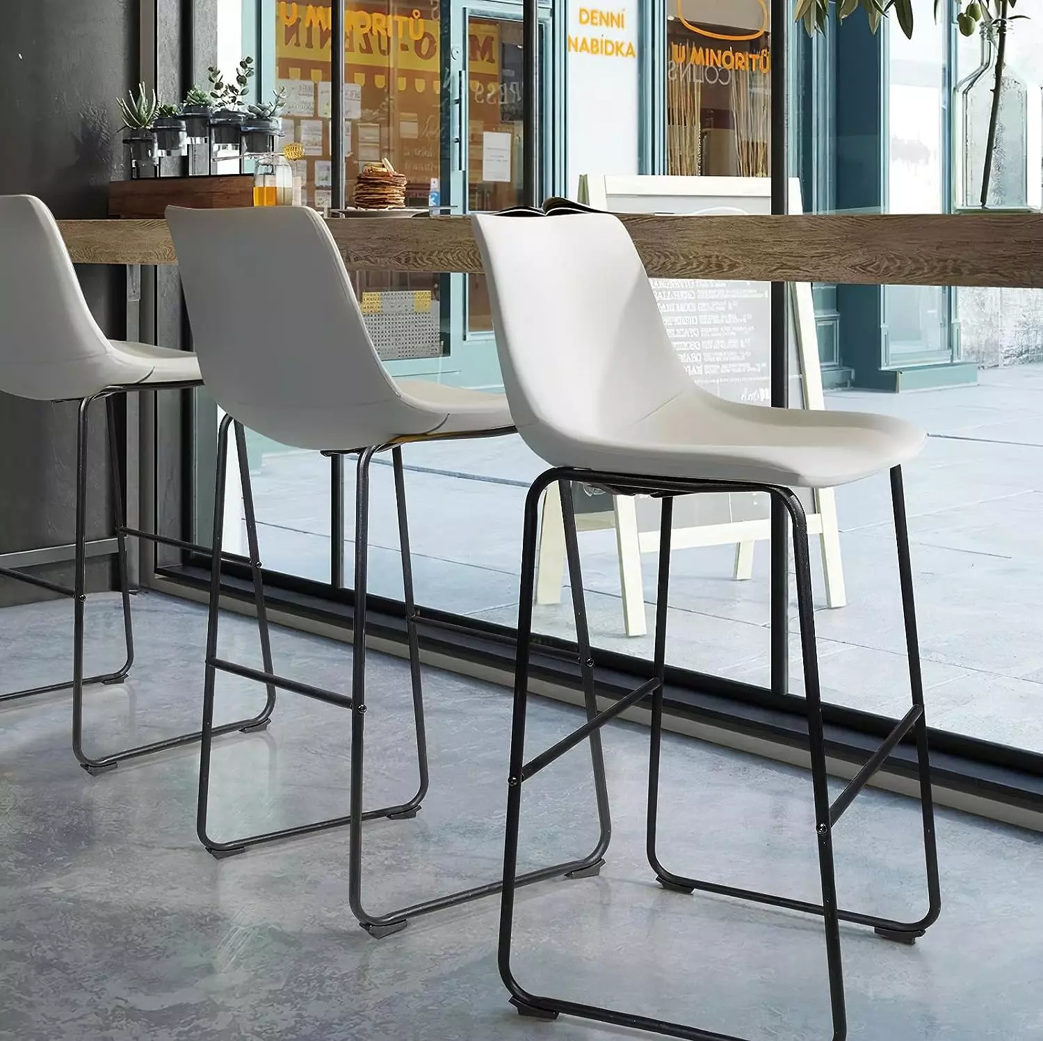Waleaf Bar Stools Set of 2,Counter Height Bar Stools with Back, Modern PU Leather Stools BAR01 - Image 83