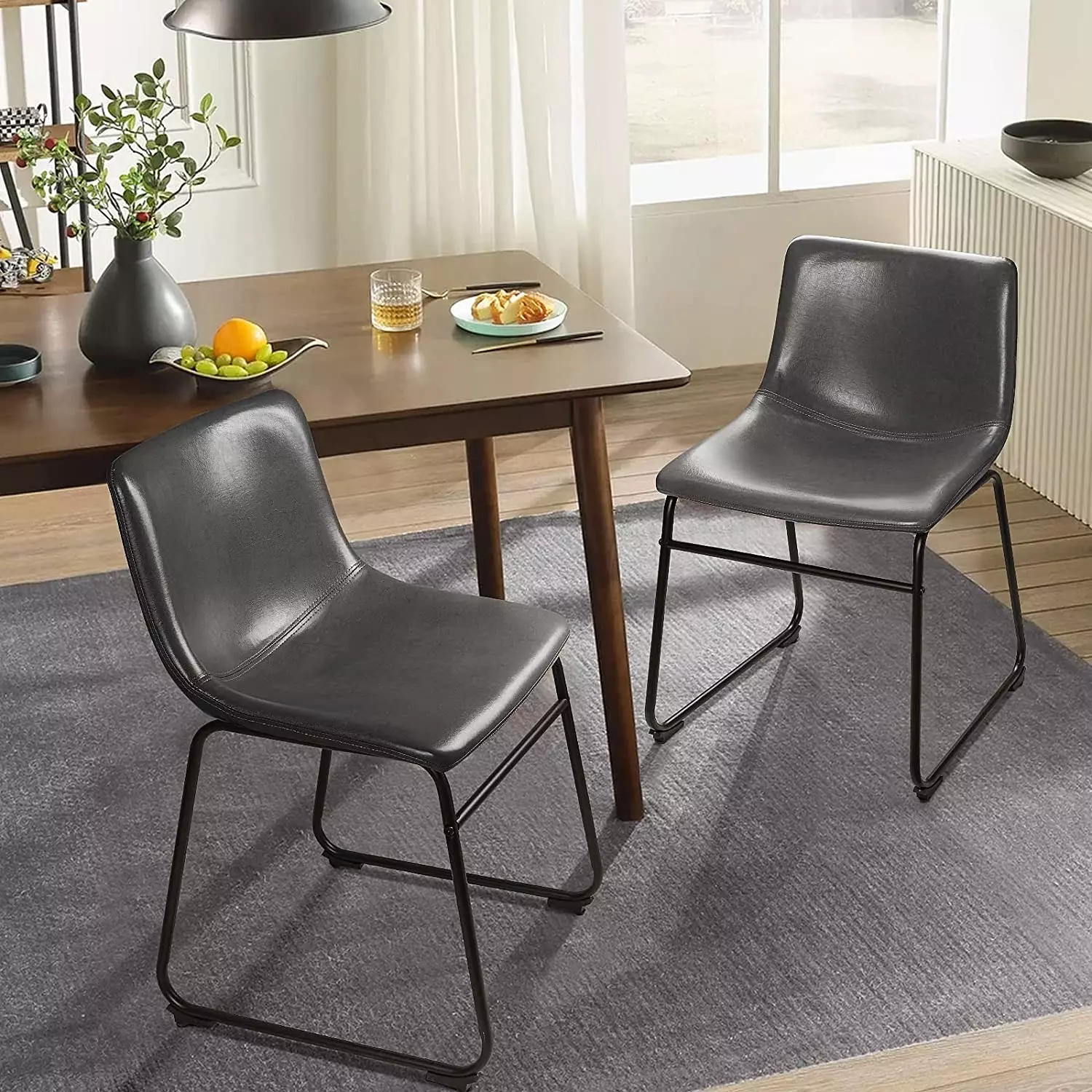 Waleaf Bar Stools Set of 2,Counter Height Bar Stools with Back, Modern PU Leather Stools BAR01 - Image 9