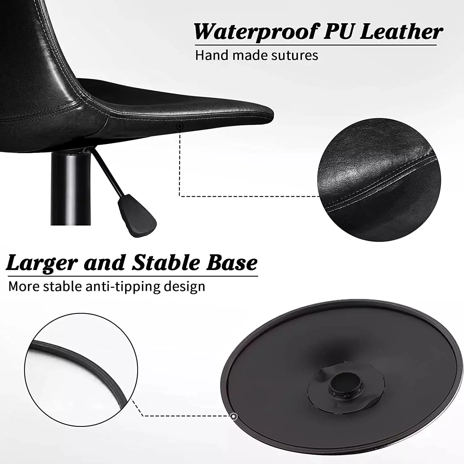 Waleaf Height-Adjustable Swivel Armless Bar Stools, 350 LBS, Set of 2 BAR02 - Image 13