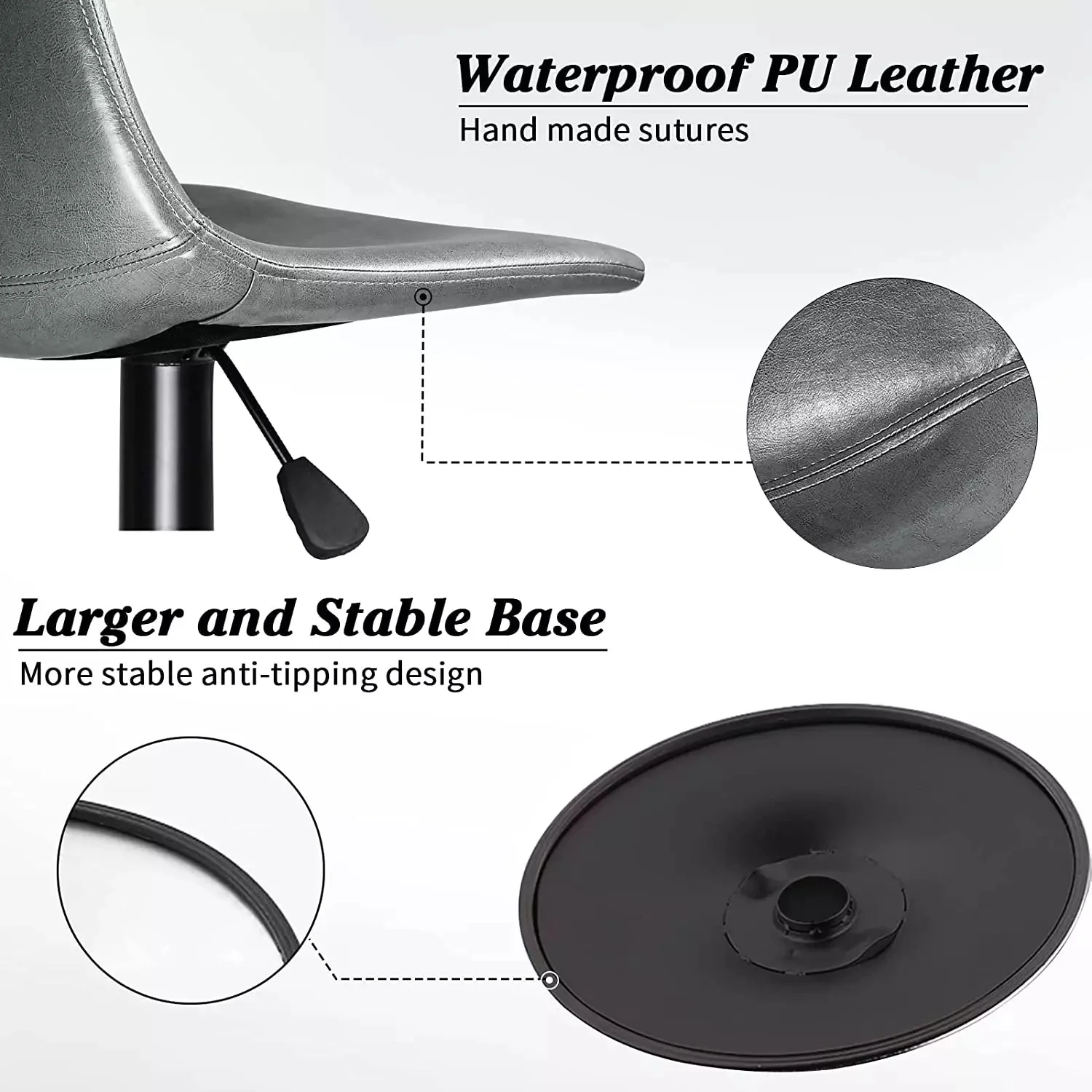 Waleaf Height-Adjustable Swivel Armless Bar Stools, 350 LBS, Set of 2 BAR02 - Image 21