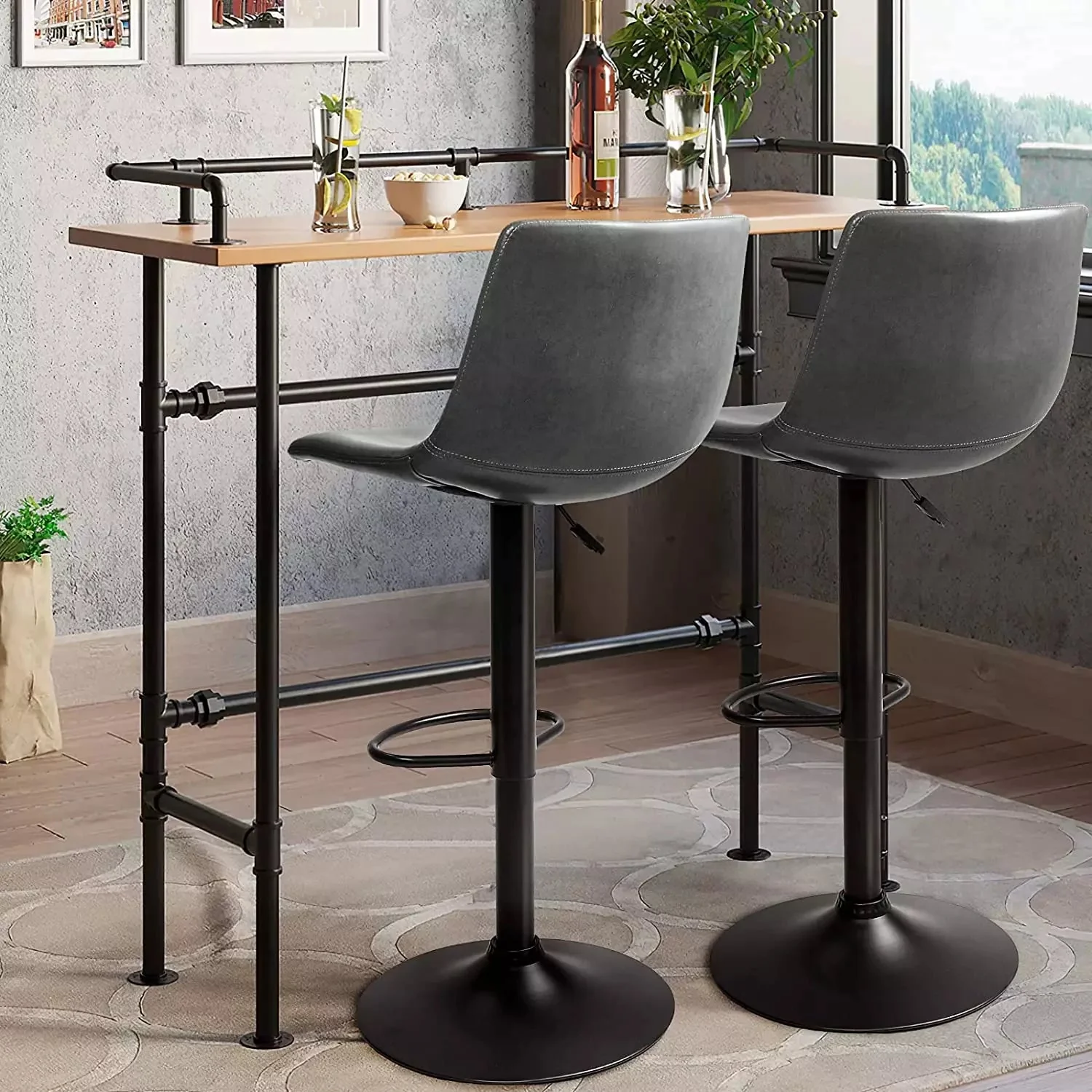 Waleaf Height-Adjustable Swivel Armless Bar Stools, 350 LBS, Set of 2 BAR02 - Image 22