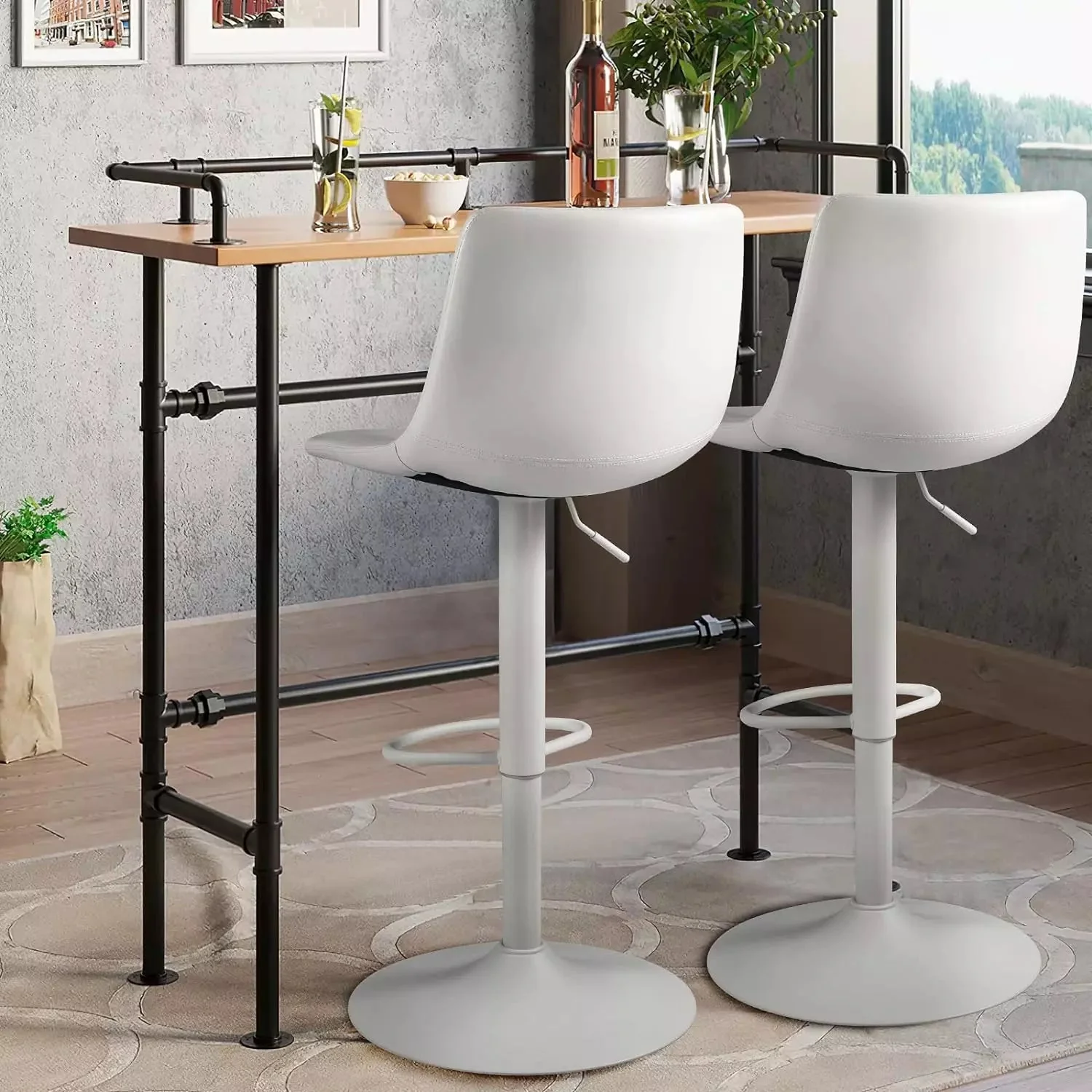 Waleaf Height-Adjustable Swivel Armless Bar Stools, 350 LBS, Set of 2 BAR02 - Image 27