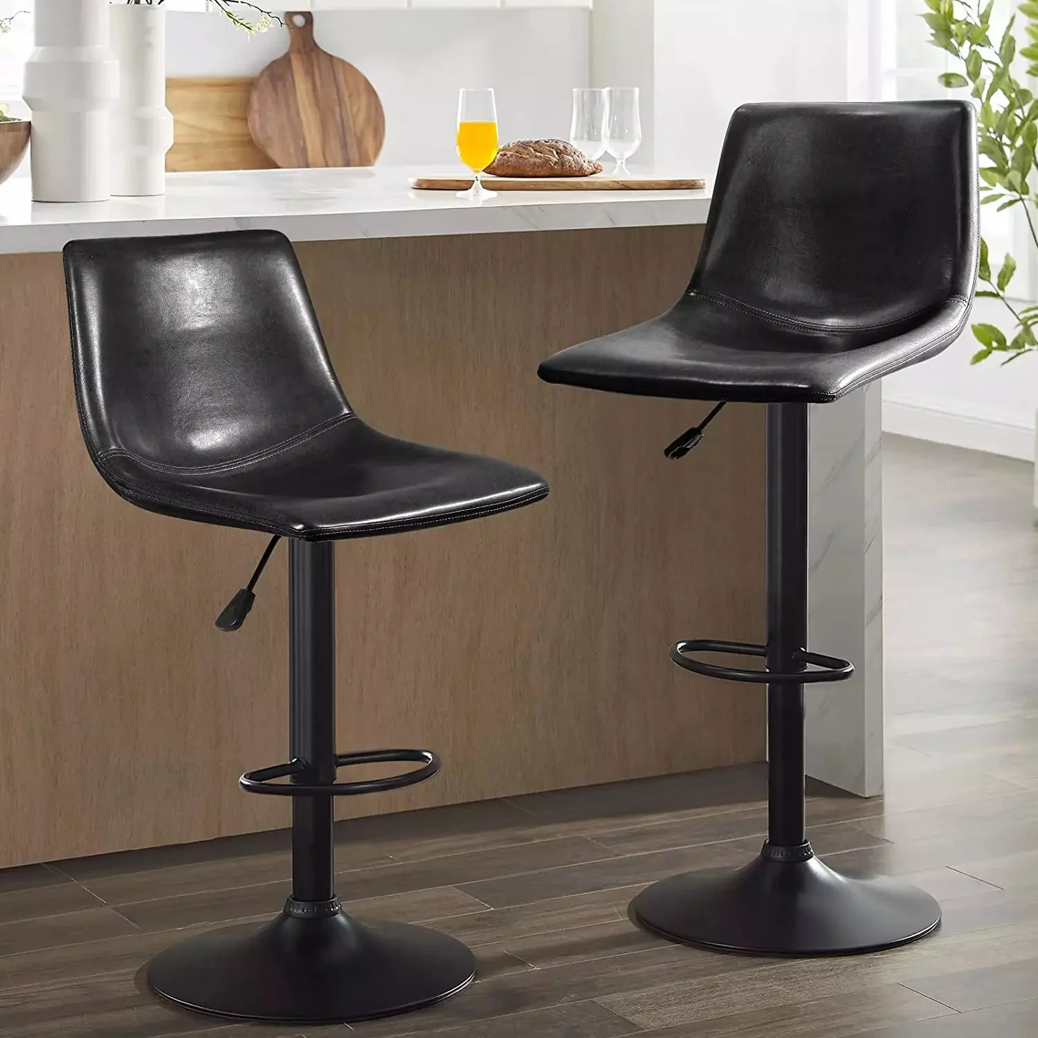 Waleaf Height-Adjustable Swivel Armless Bar Stools, 350 LBS, Set of 2 BAR02 - Image 9