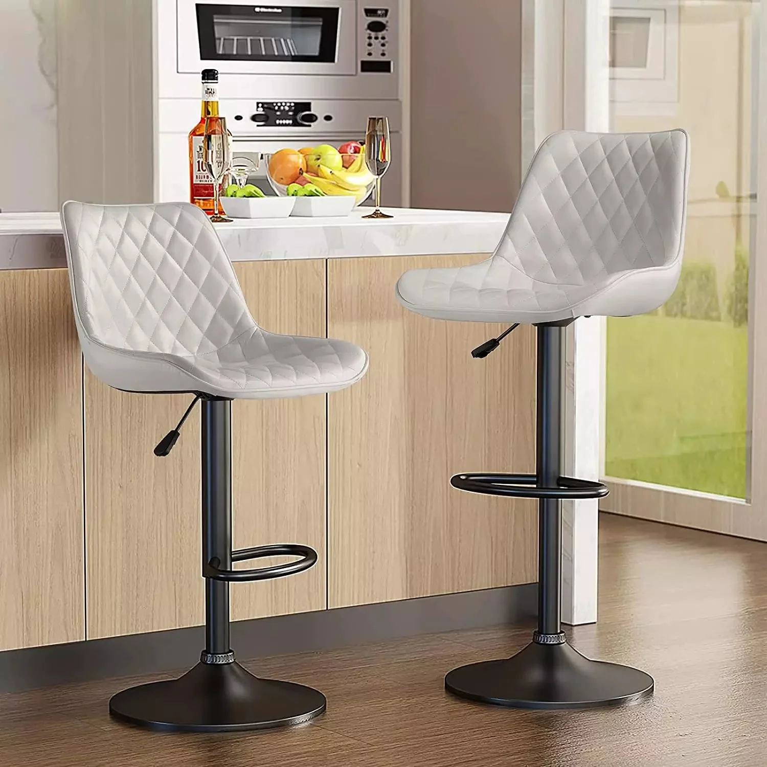 Waleaf Bar Stools Set of 2,Counter Heigh Faux Leather Adjustable Bar Stools BAR03 - Image 8