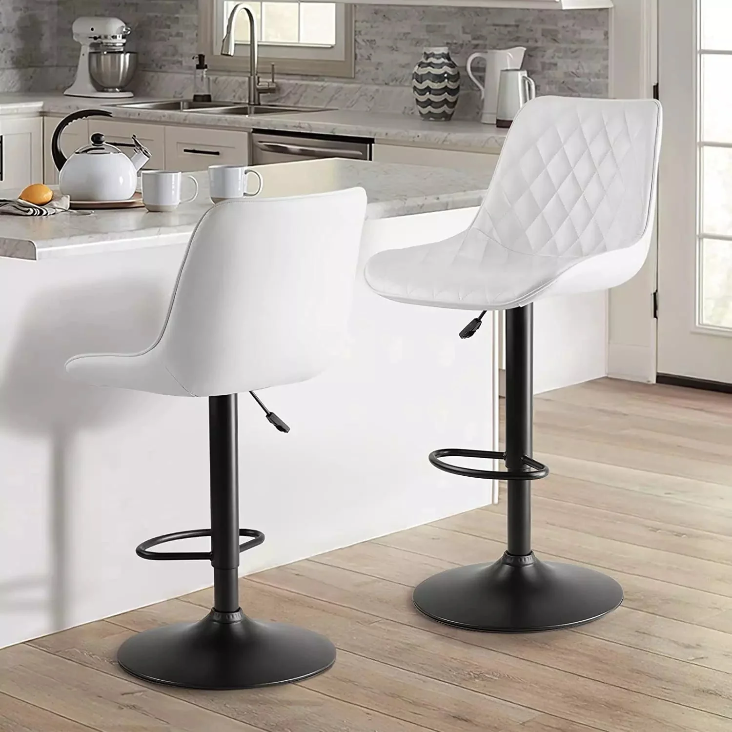 Waleaf Bar Stools Set of 2,Counter Heigh Faux Leather Adjustable Bar Stools BAR03 - Image 9