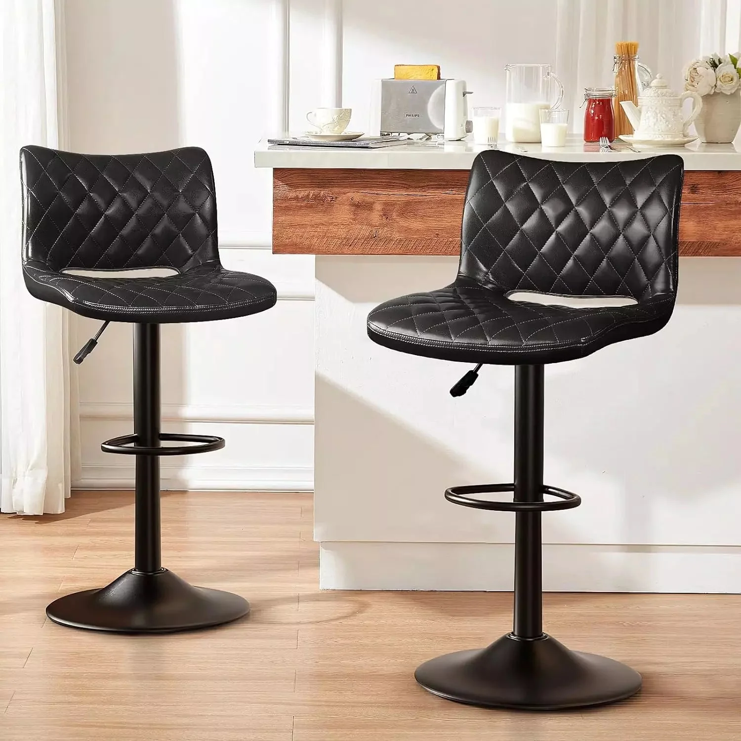 Waleaf Adjustable Bar Stools Set of 2, Modern Counter Height Stools with 350 LBS BAR04 - Image 15