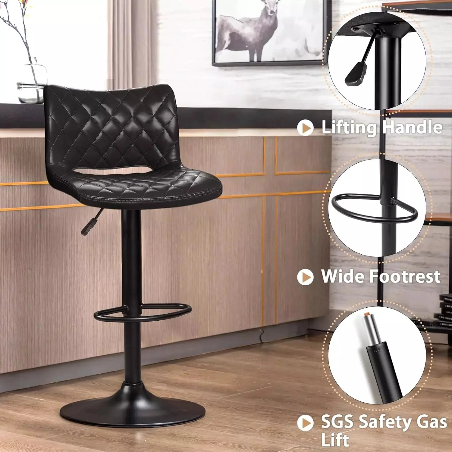 Waleaf Adjustable Bar Stools Set of 2, Modern Counter Height Stools with 350 LBS BAR04 - Image 18