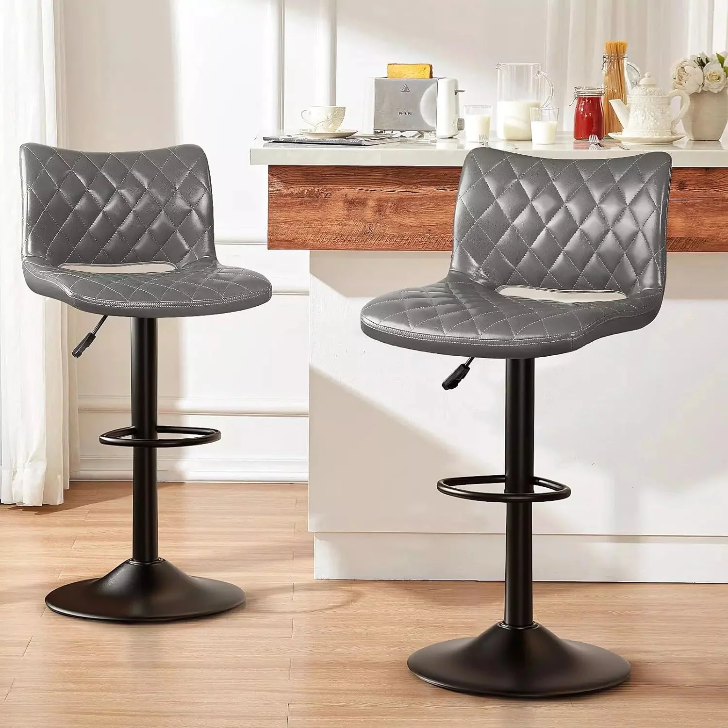 Waleaf Adjustable Bar Stools Set of 2, Modern Counter Height Stools with 350 LBS BAR04 - Image 8