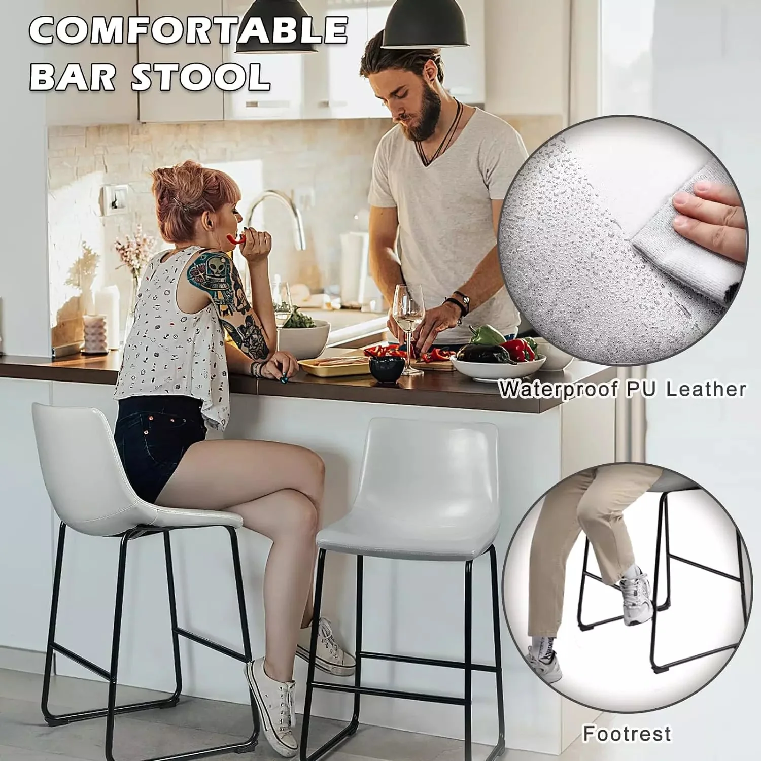 Waleaf Bar Stools ,Counter Height Bar Stools with Back - Image 23