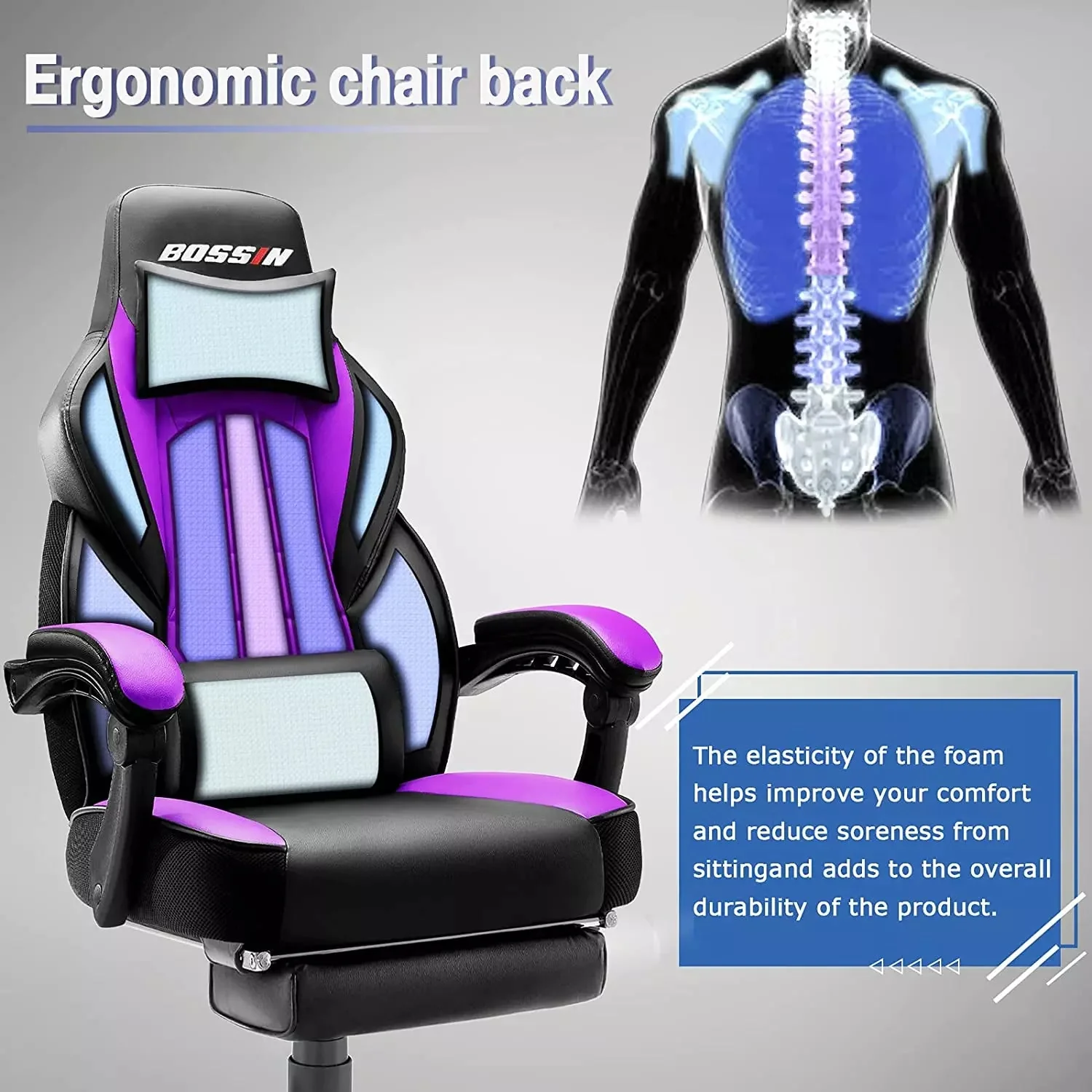BOSSIN Big and Tall Heavy Duty PC Gaming Chair, Ergonomic Video Game Chairs with Footrest - Image 20