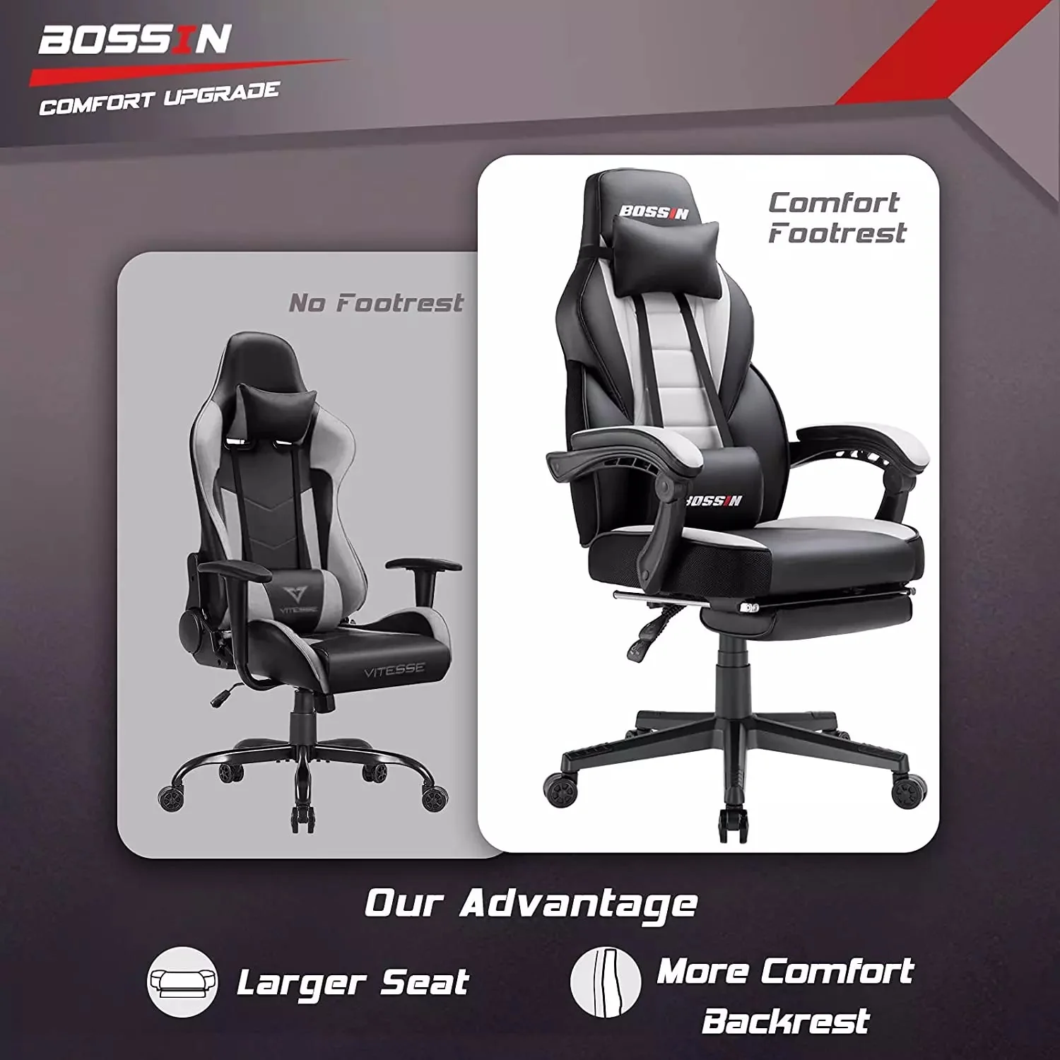BOSSIN Big and Tall Heavy Duty PC Gaming Chair, Ergonomic Video Game Chairs with Footrest - Image 30