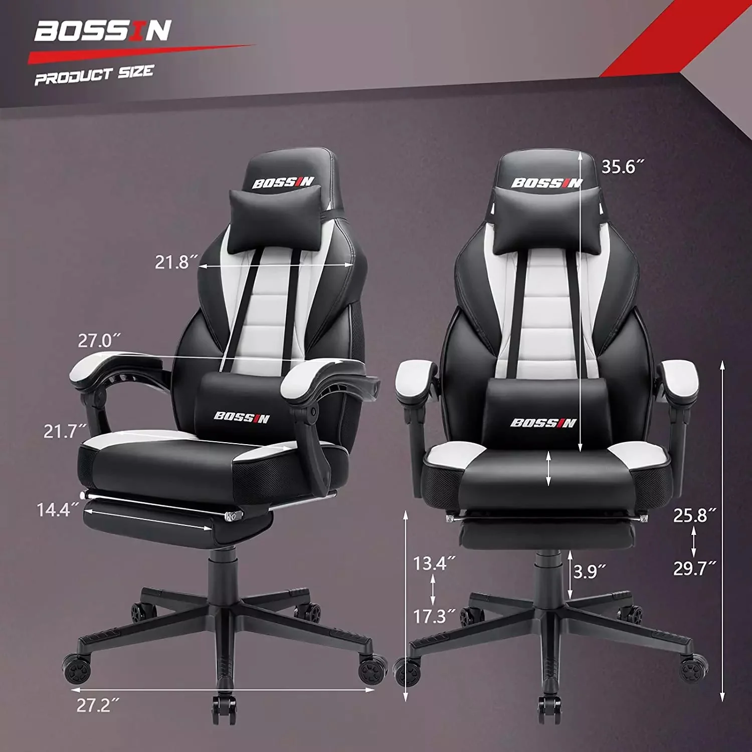 BOSSIN Big and Tall Heavy Duty PC Gaming Chair, Ergonomic Video Game Chairs with Footrest - Image 34