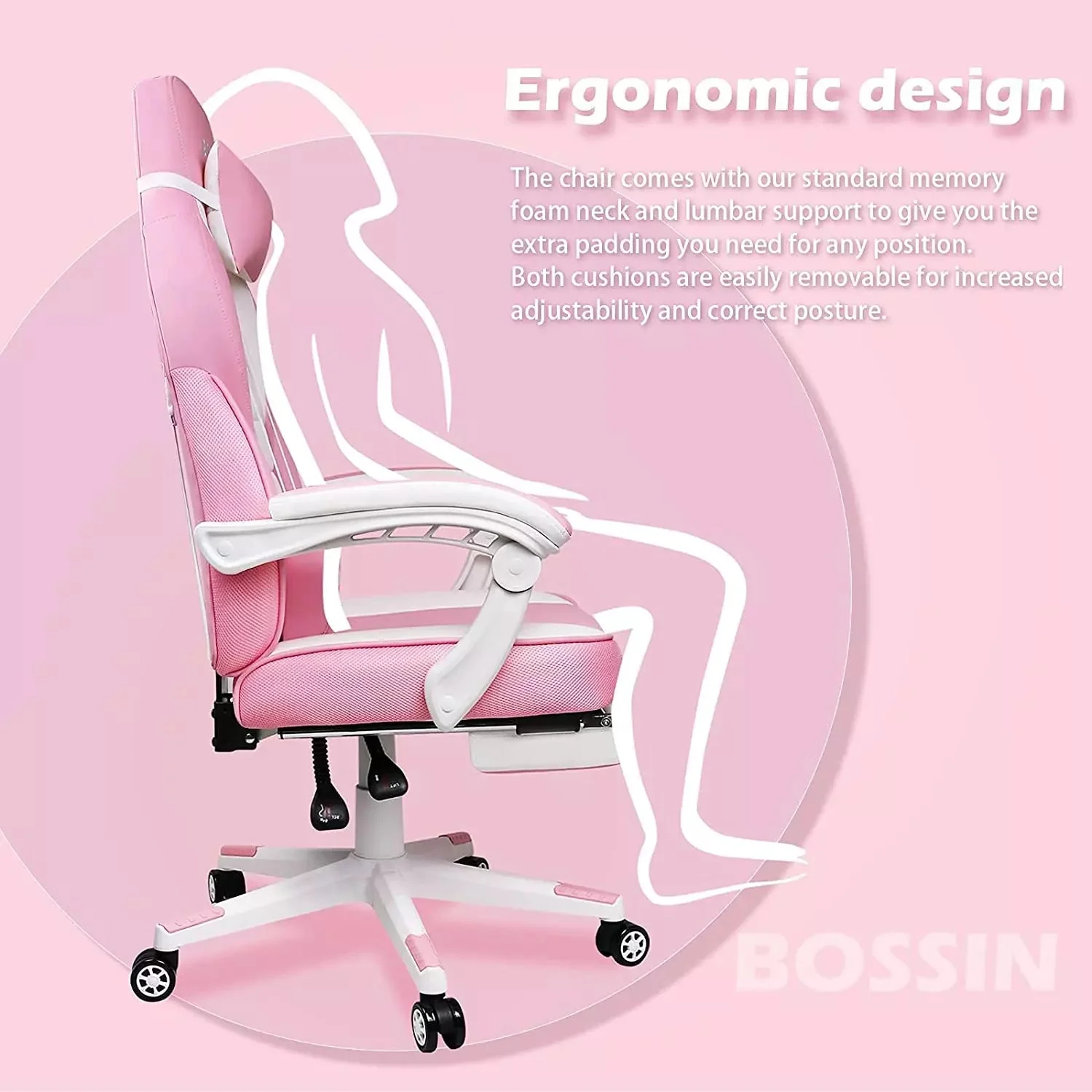BOSSIN Big and Tall Heavy Duty PC Gaming Chair, Ergonomic Video Game Chairs with Footrest - Image 39