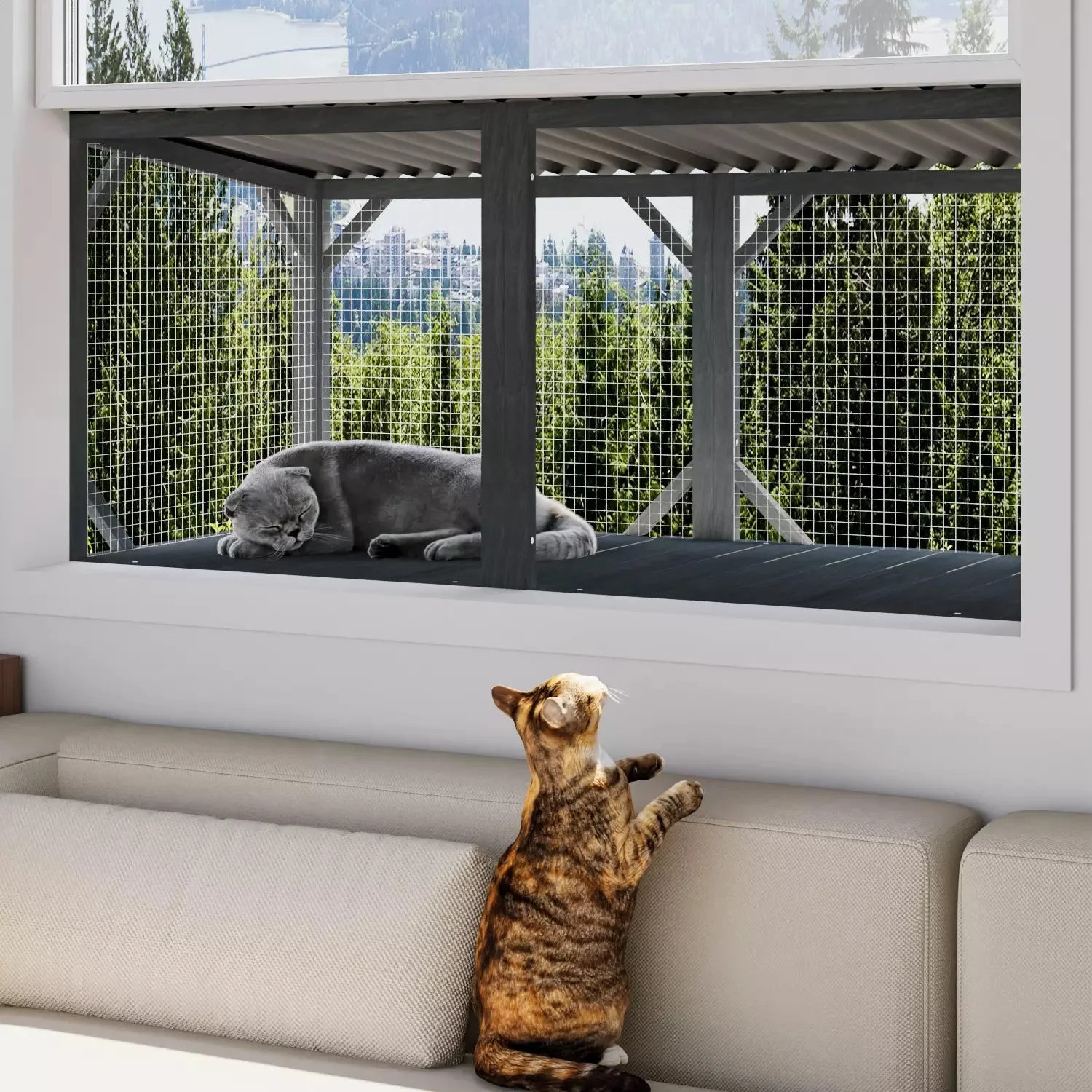 Waleaf Cat Window Box for Large Cats,Outdoor Cat Catio for Sunbathing, Napping & Overlooking - Image 4