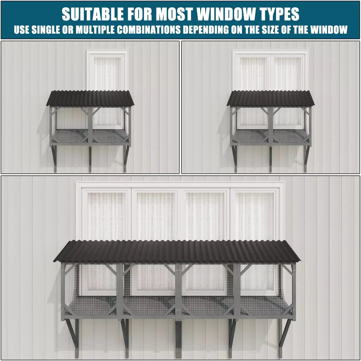 Waleaf Cat Window Box for Large Cats,Outdoor Cat Catio for Sunbathing, Napping & Overlooking - Image 6