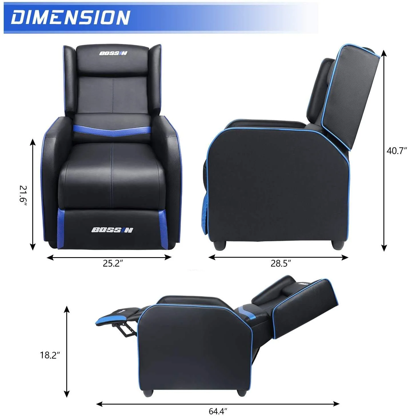 Waleaf Ergonomic Gaming Recliner Chair,PU Leather Recliner Seating Sofa - Image 21