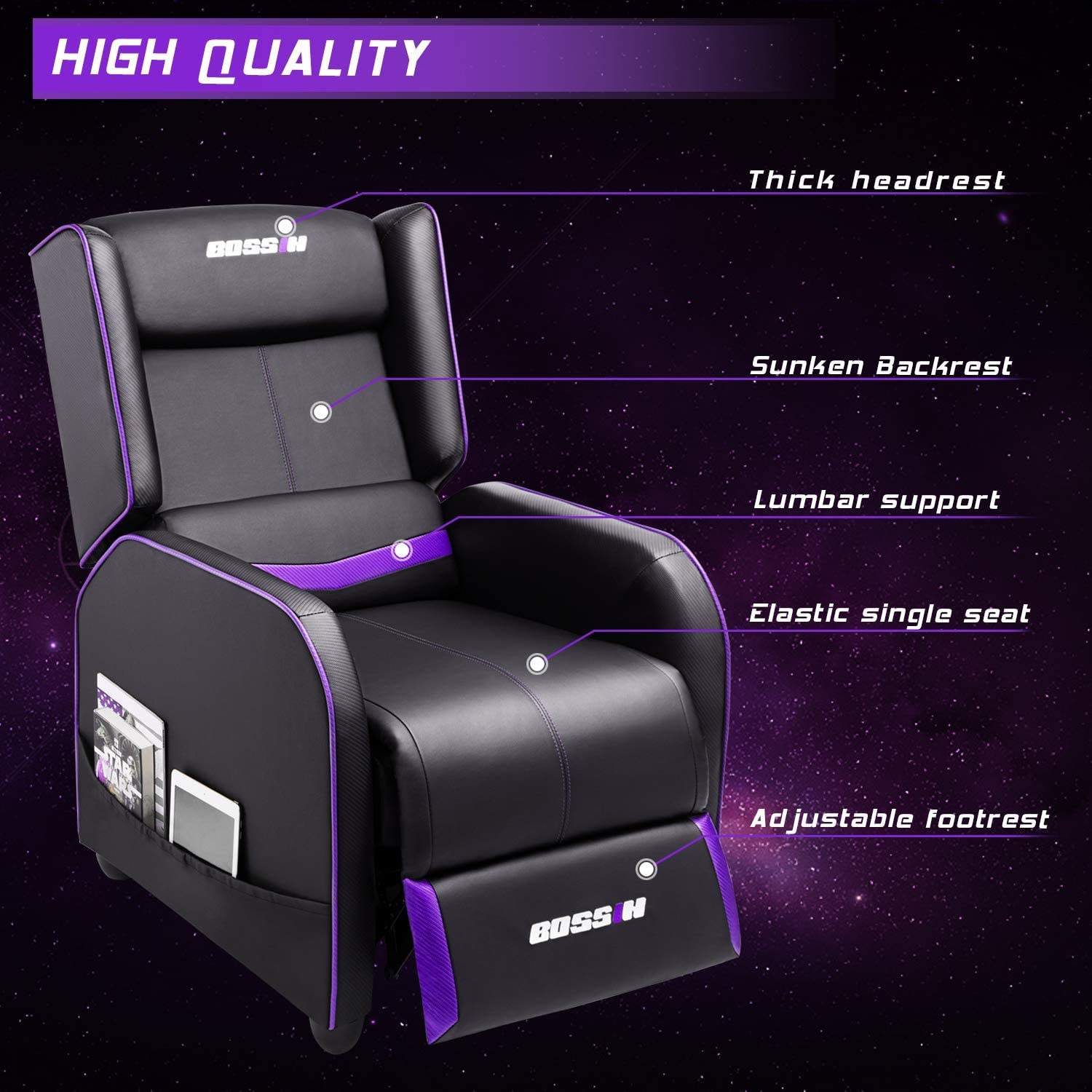 Waleaf Ergonomic Gaming Recliner Chair,PU Leather Recliner Seating Sofa - Image 25