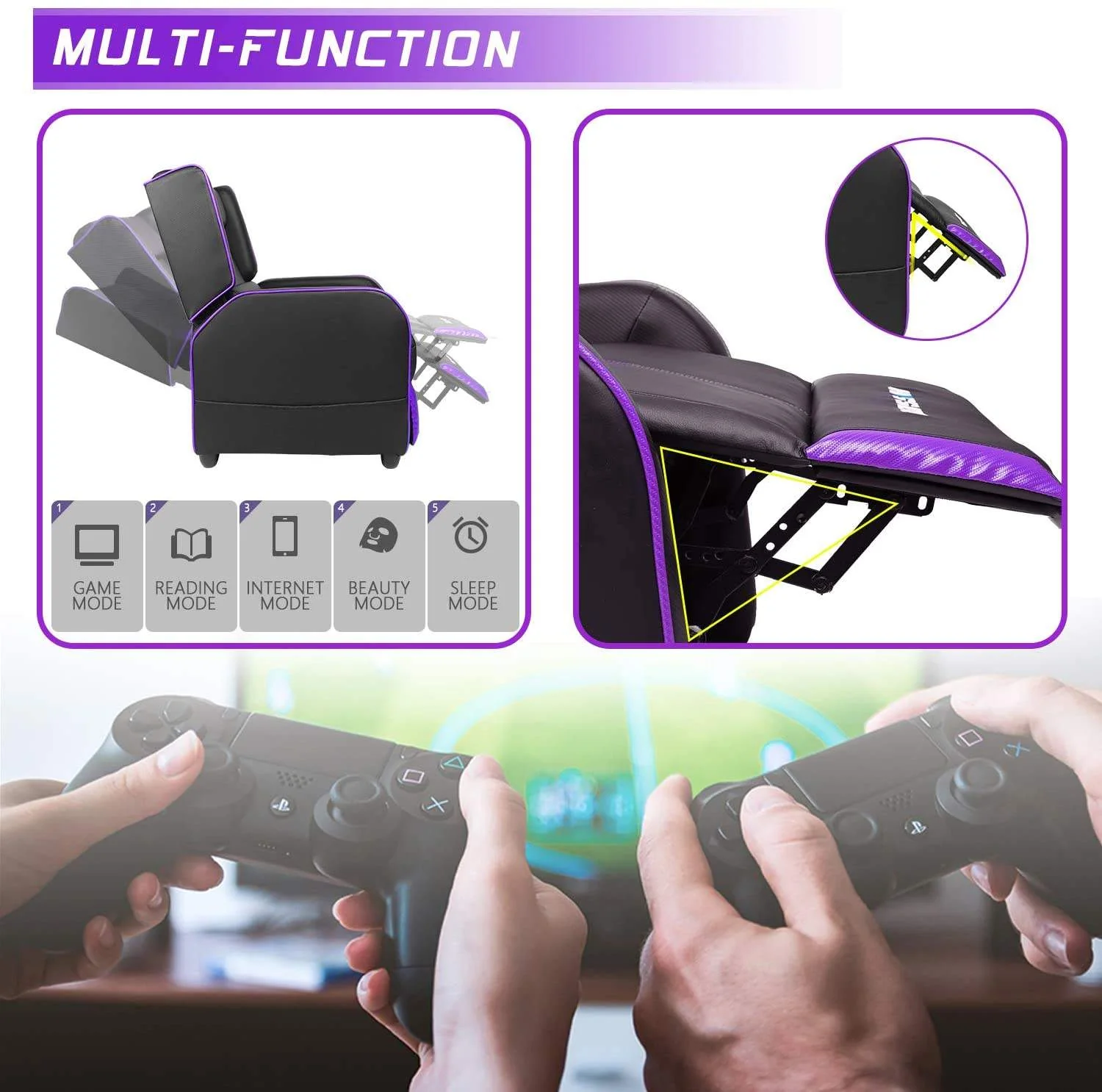 Waleaf Ergonomic Gaming Recliner Chair,PU Leather Recliner Seating Sofa - Image 27