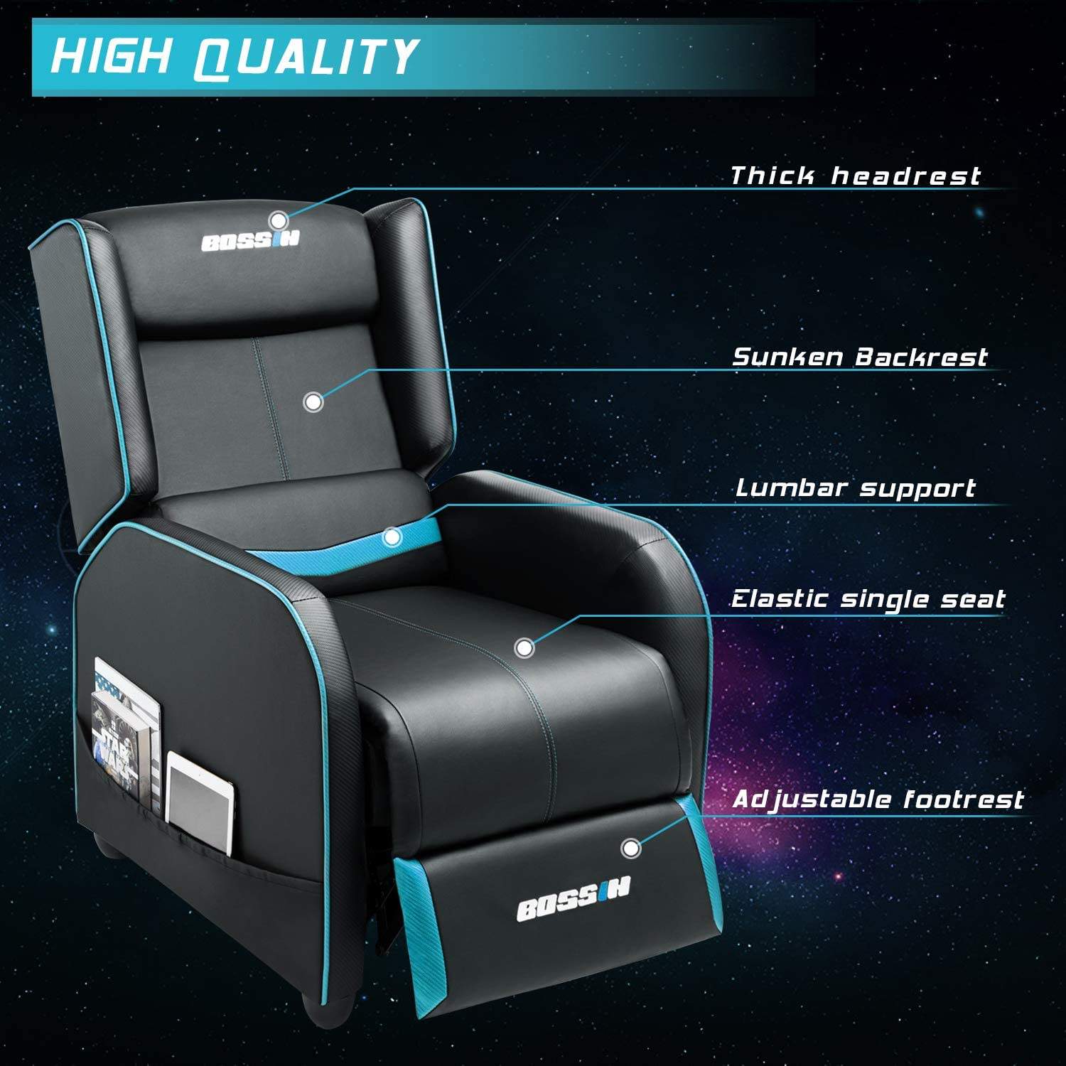 Waleaf Ergonomic Gaming Recliner Chair,PU Leather Recliner Seating Sofa - Image 32