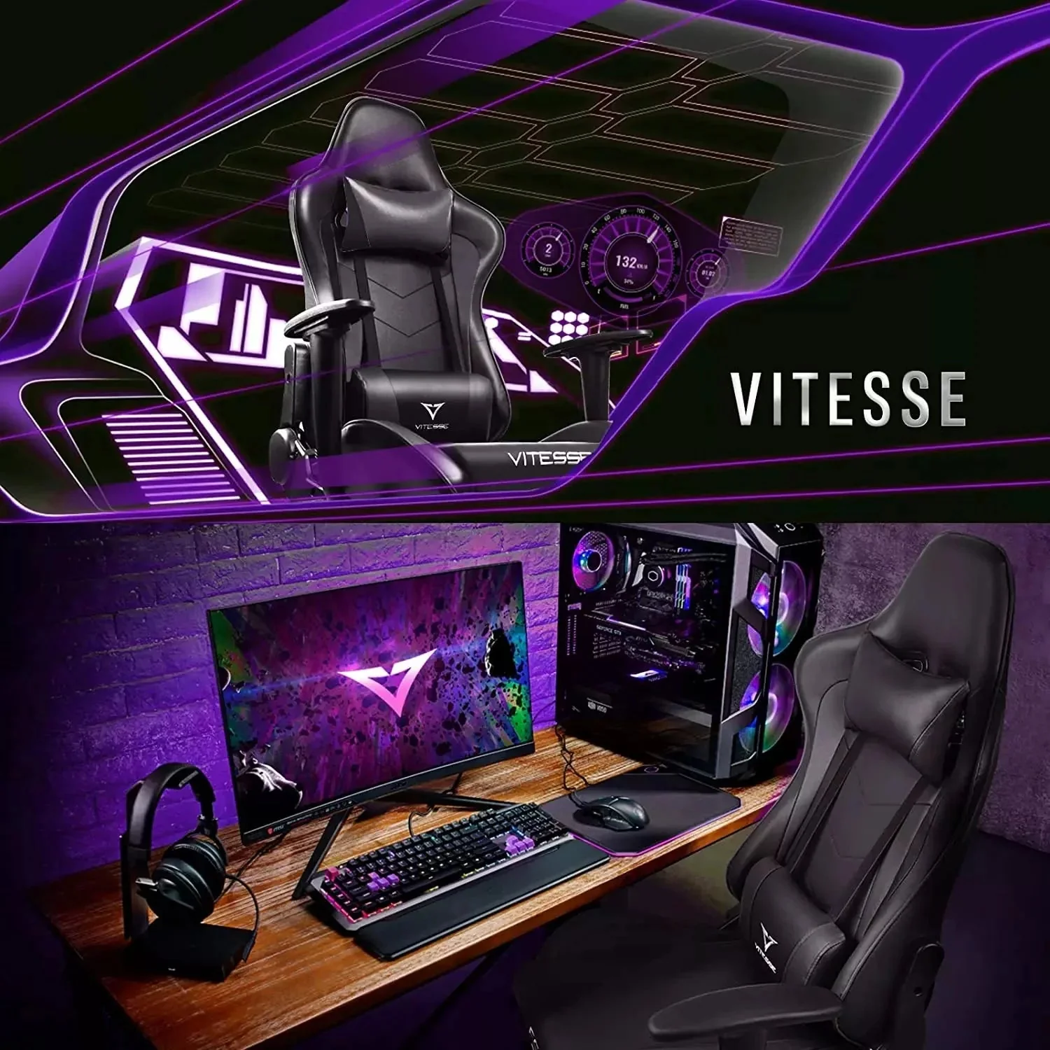 WALEAF Ergonomic Leather Gaming Chair, Reclining PC Gaming Chair - Image 12