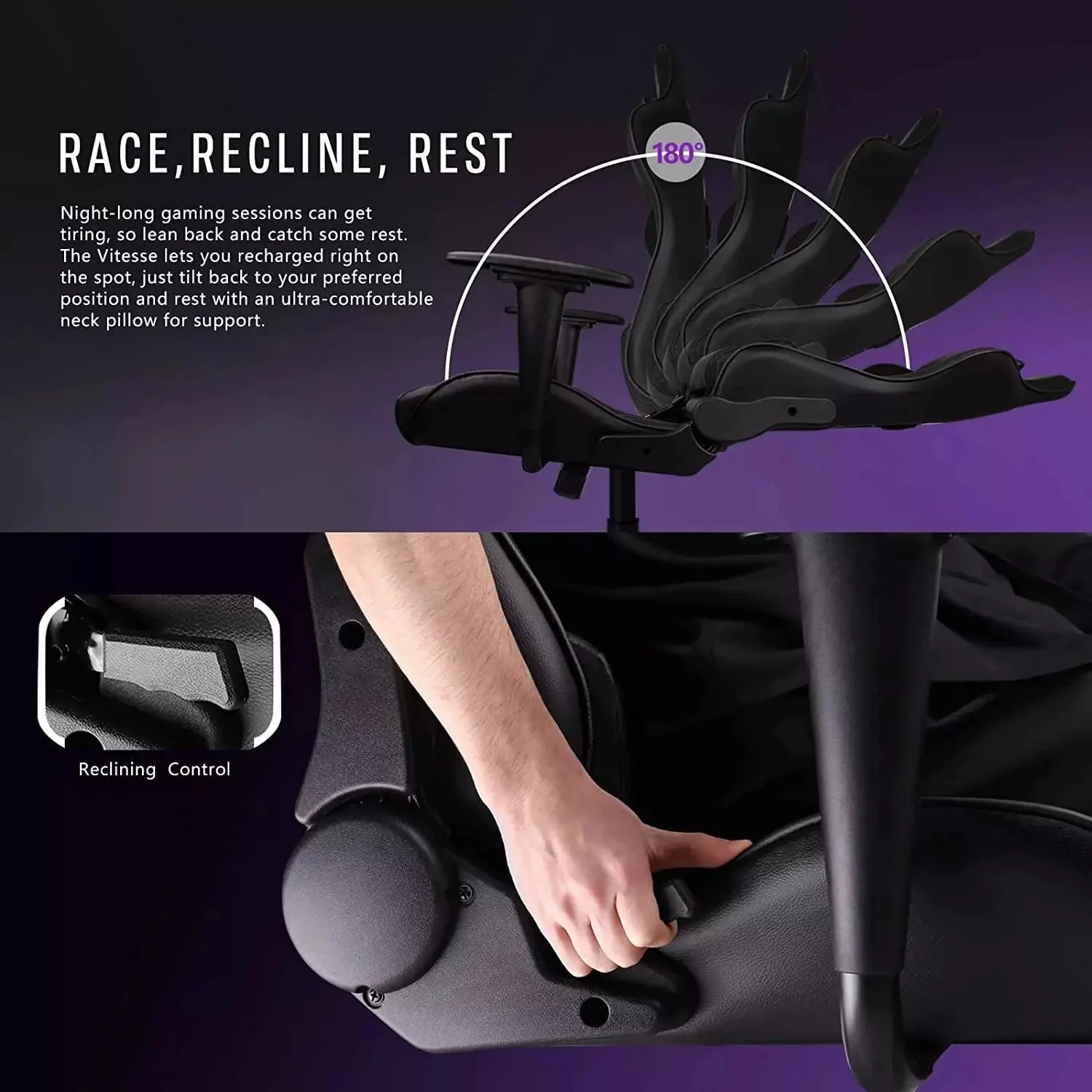 WALEAF Ergonomic Leather Gaming Chair, Reclining PC Gaming Chair - Image 14