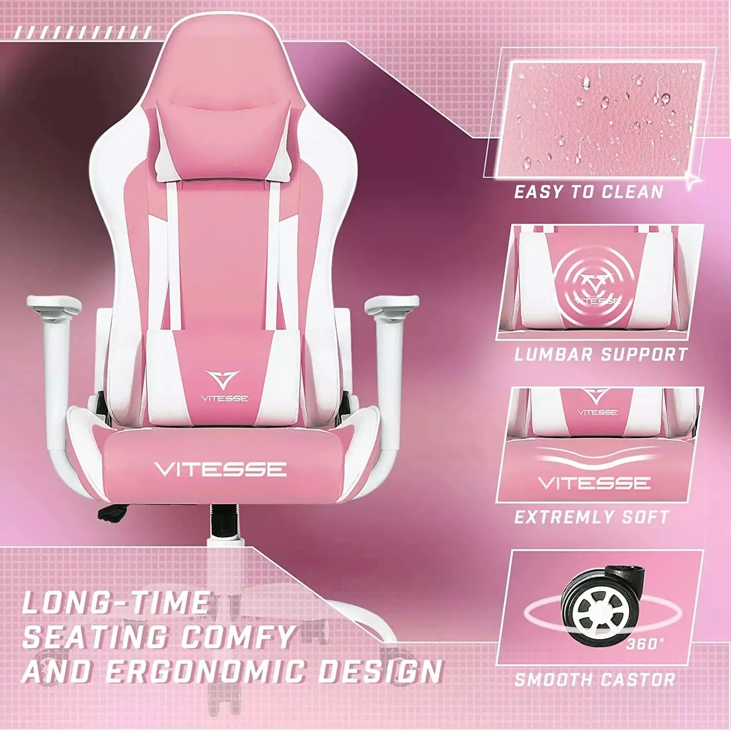 WALEAF Ergonomic Leather Gaming Chair, Reclining PC Gaming Chair - Image 23