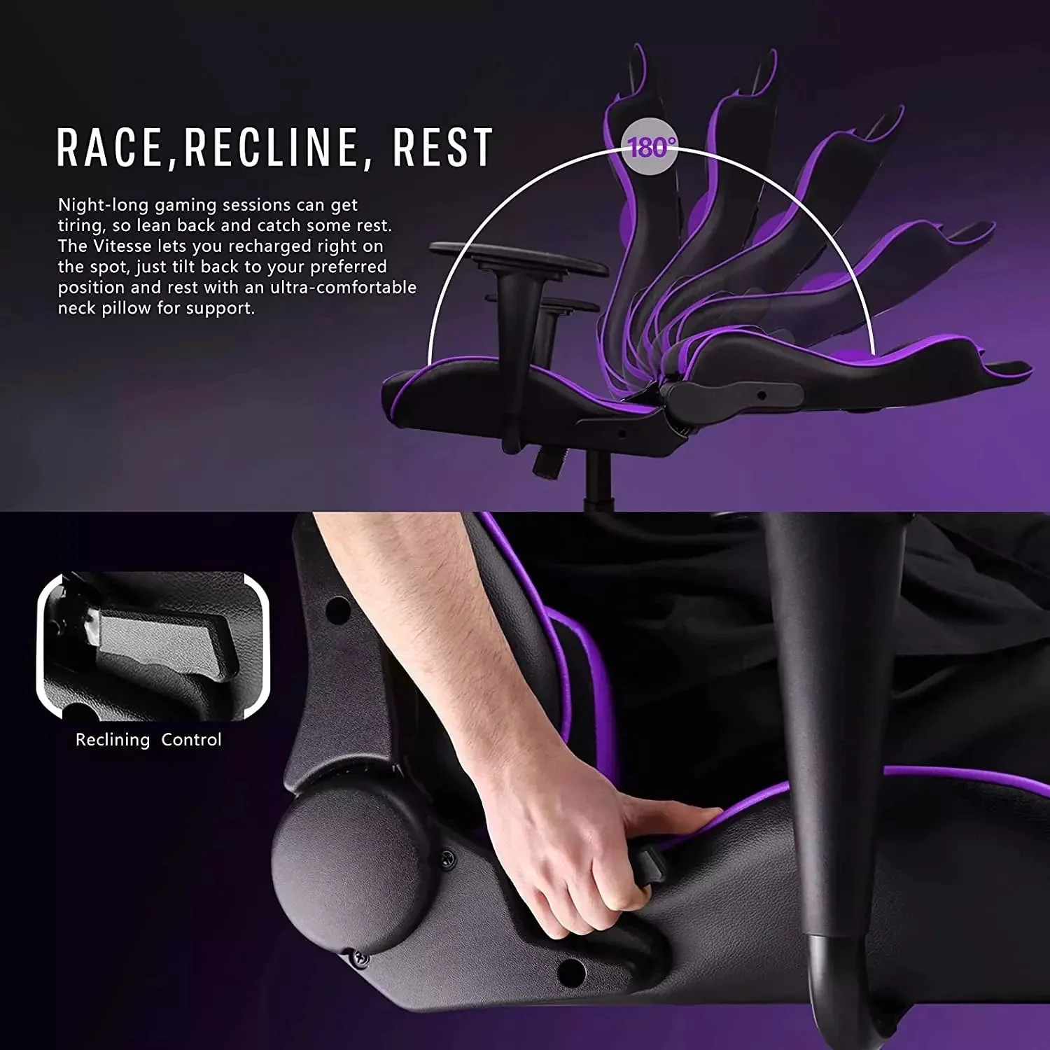 WALEAF Ergonomic Leather Gaming Chair, Reclining PC Gaming Chair - Image 29