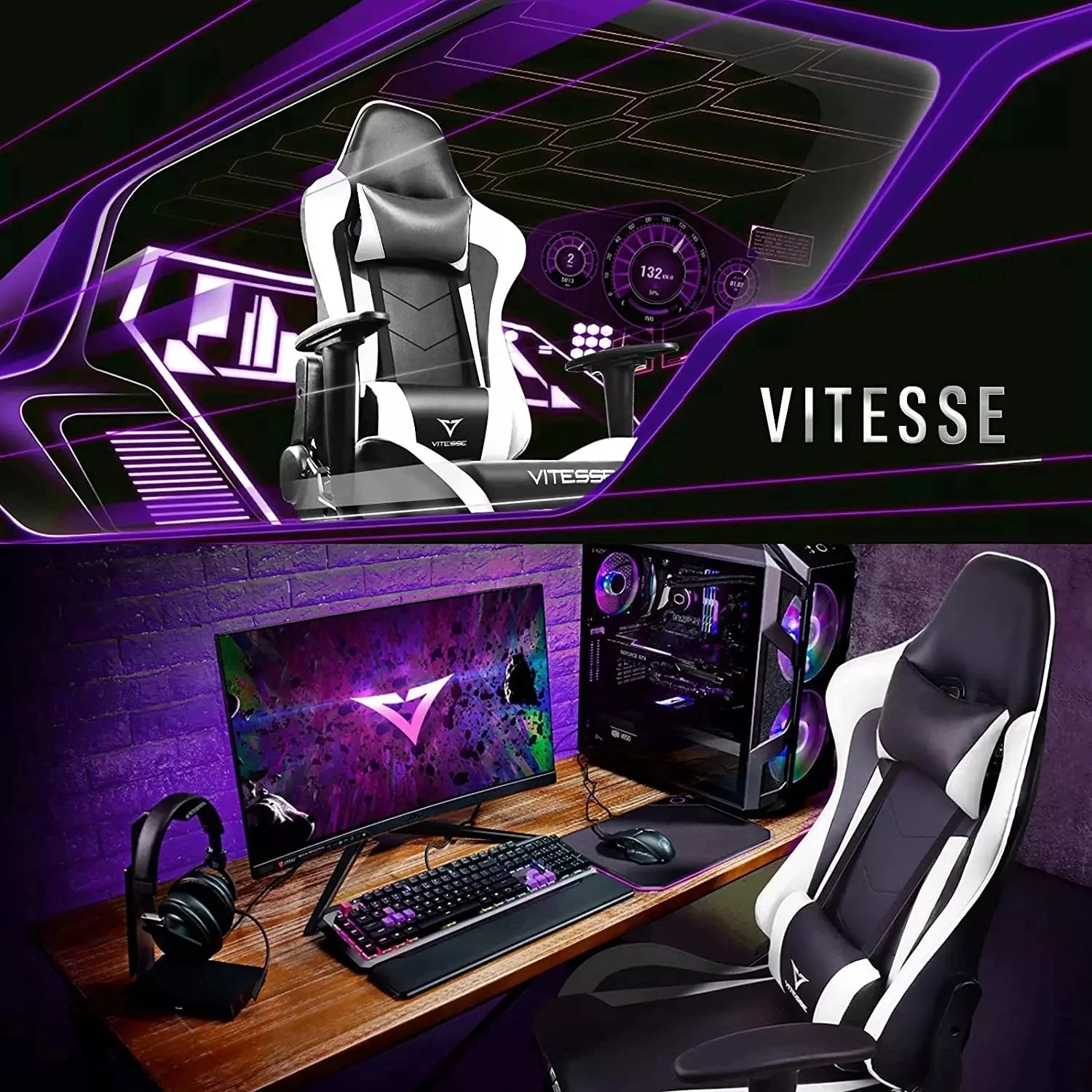 WALEAF Ergonomic Leather Gaming Chair, Reclining PC Gaming Chair - Image 36