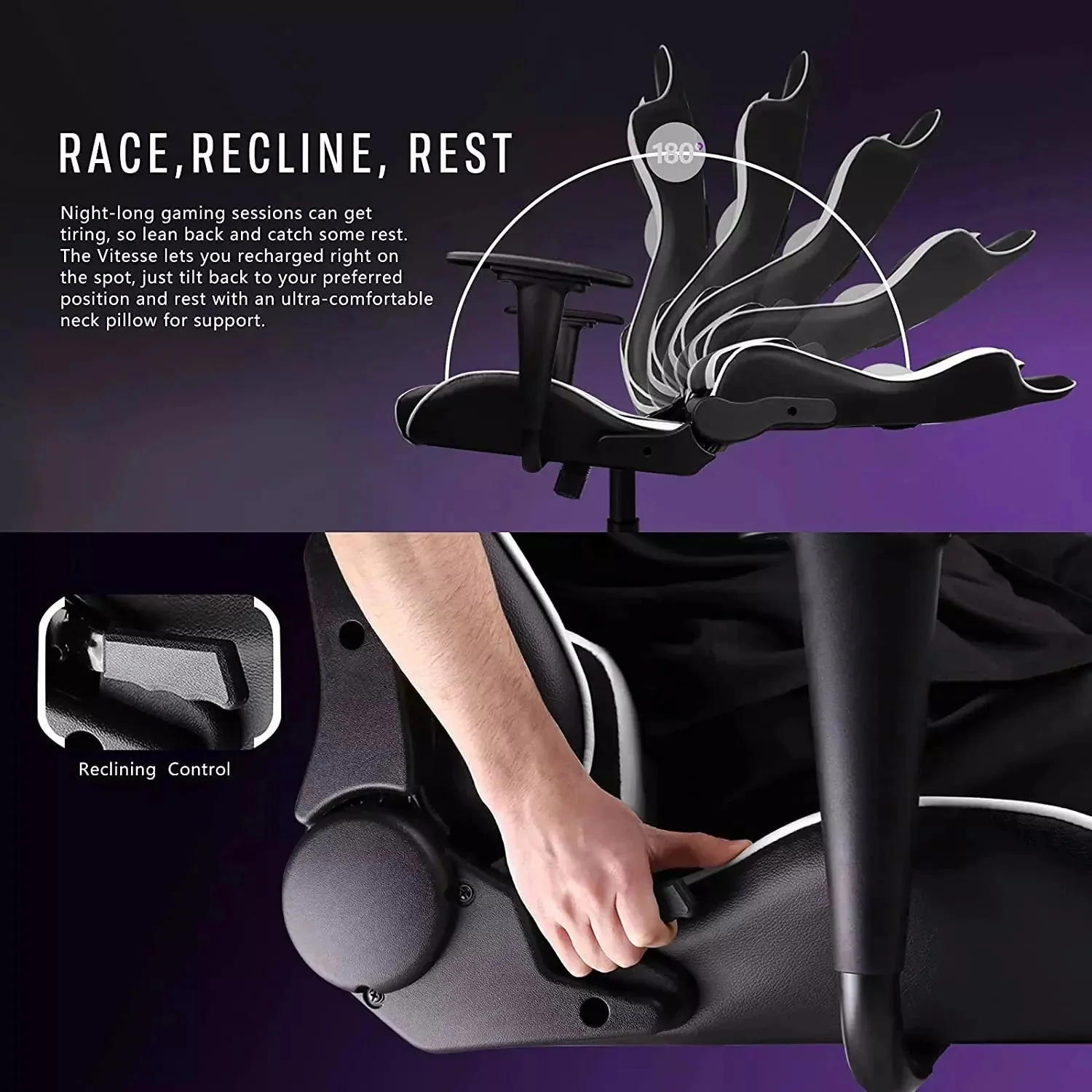 WALEAF Ergonomic Leather Gaming Chair, Reclining PC Gaming Chair - Image 38