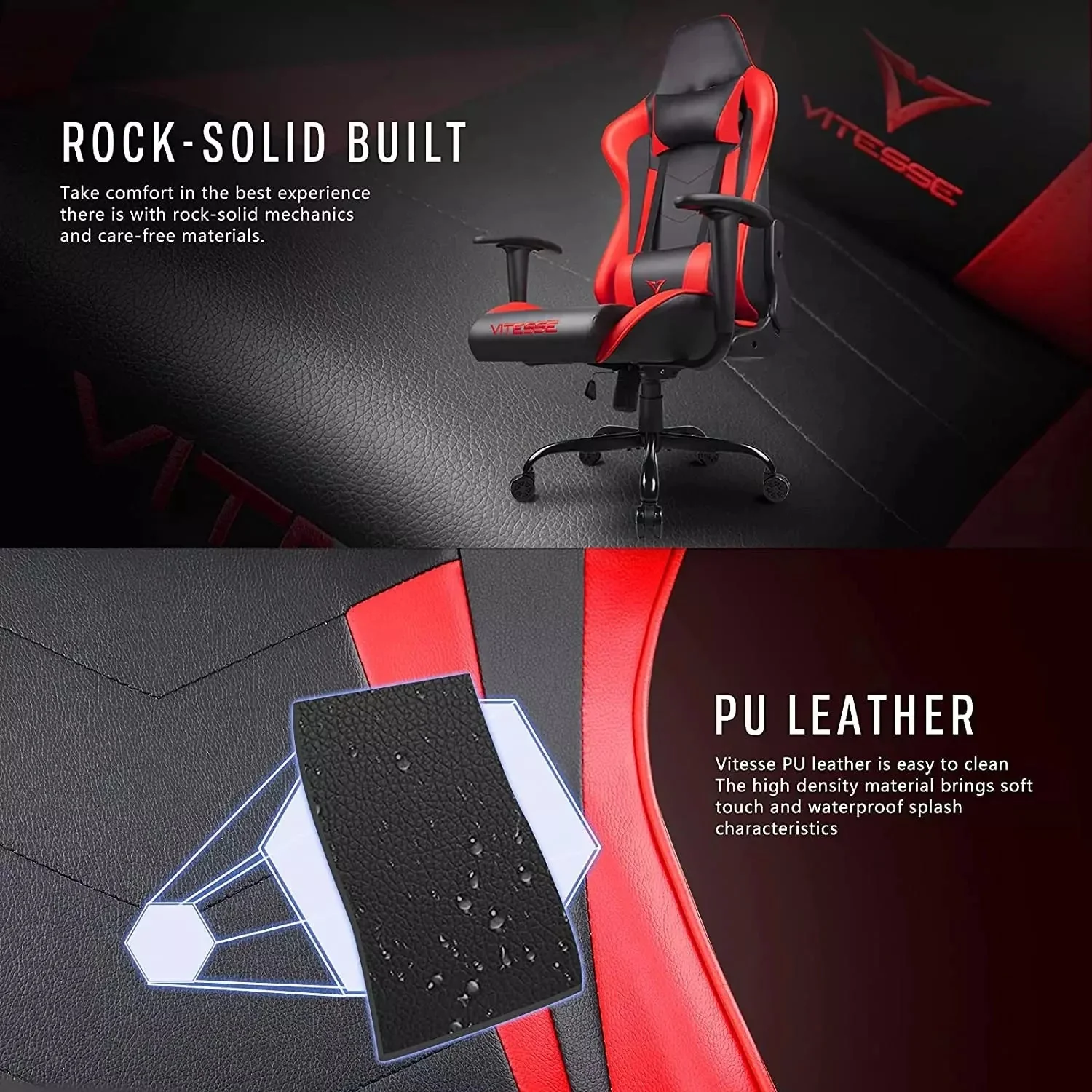 WALEAF Ergonomic Leather Gaming Chair, Reclining PC Gaming Chair - Image 4