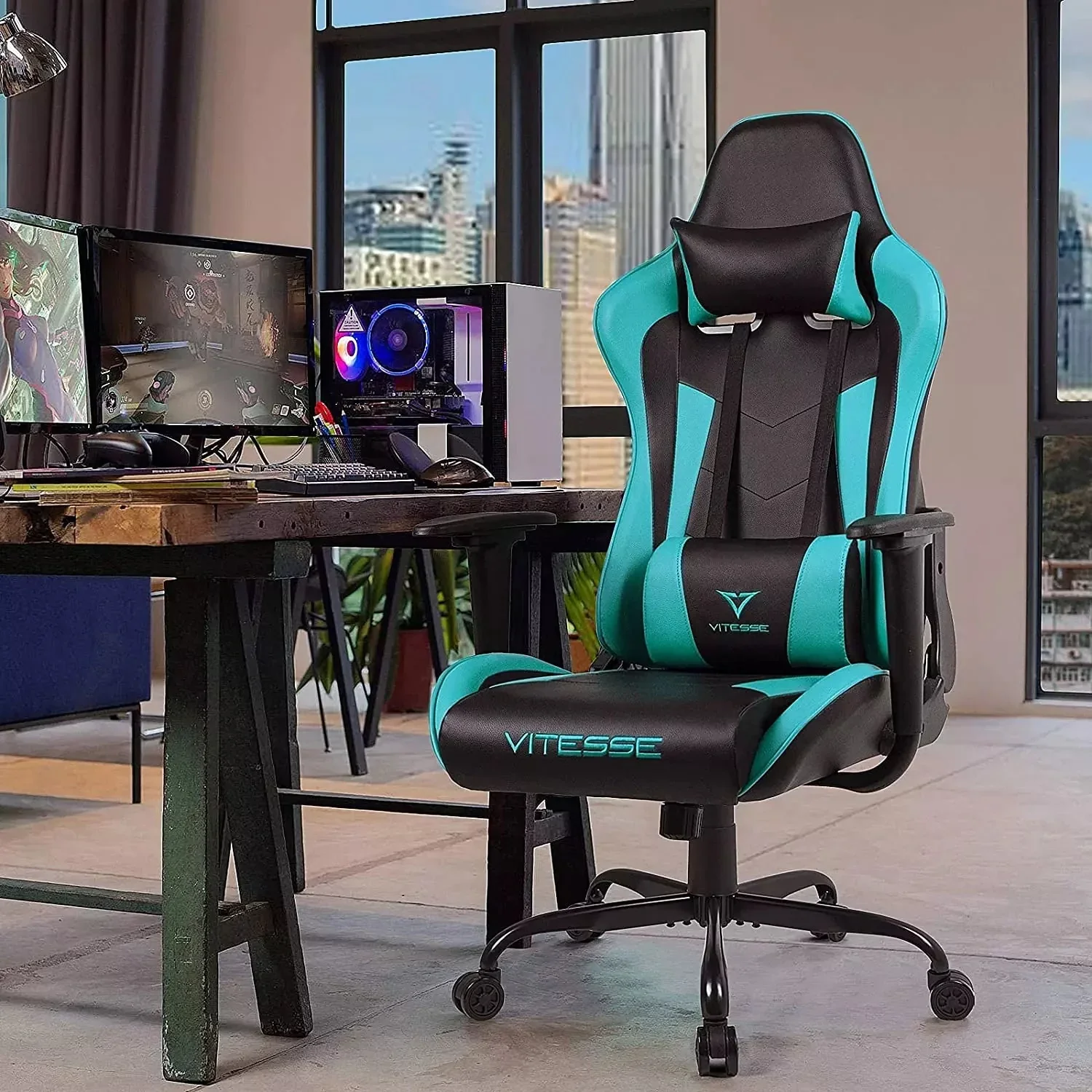 WALEAF Ergonomic Leather Gaming Chair, Reclining PC Gaming Chair - Image 44