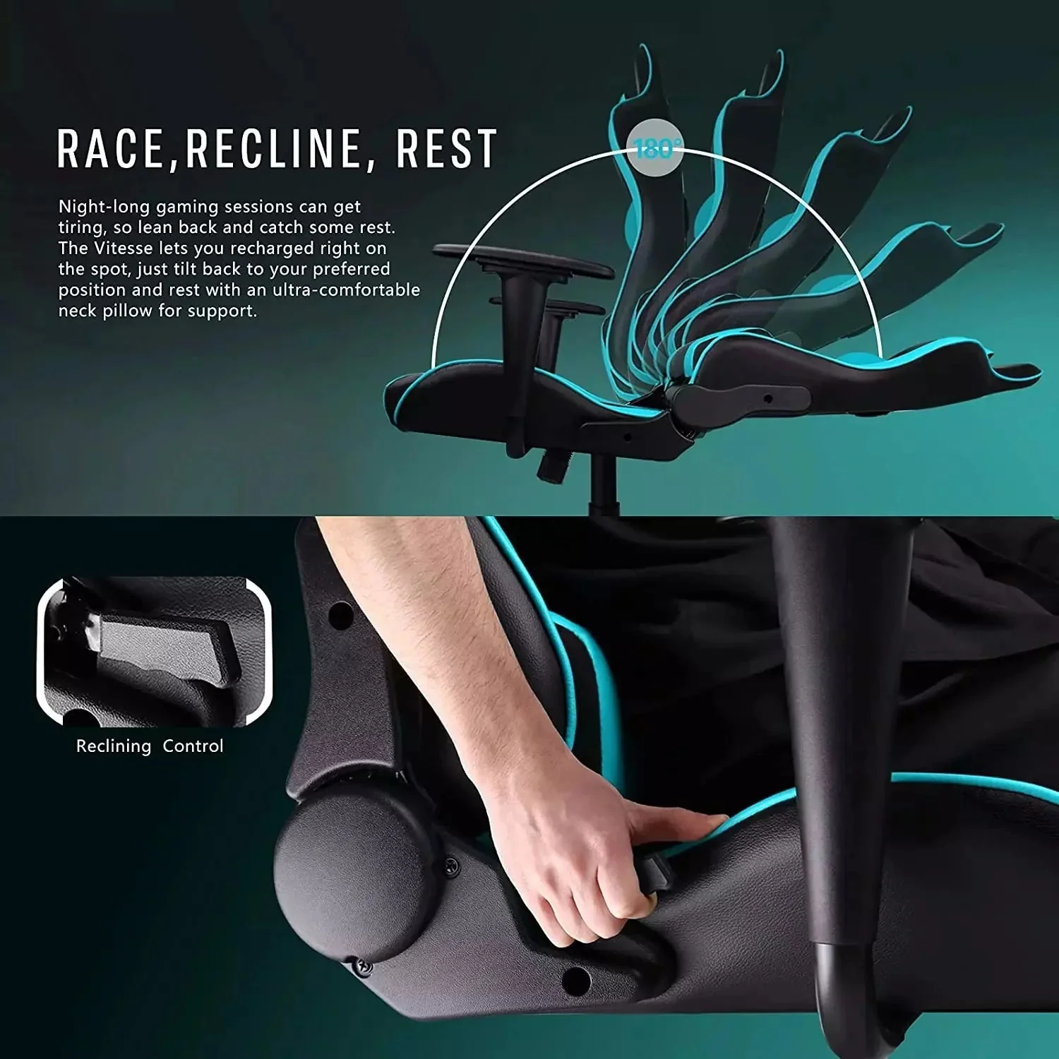 WALEAF Ergonomic Leather Gaming Chair, Reclining PC Gaming Chair - Image 49
