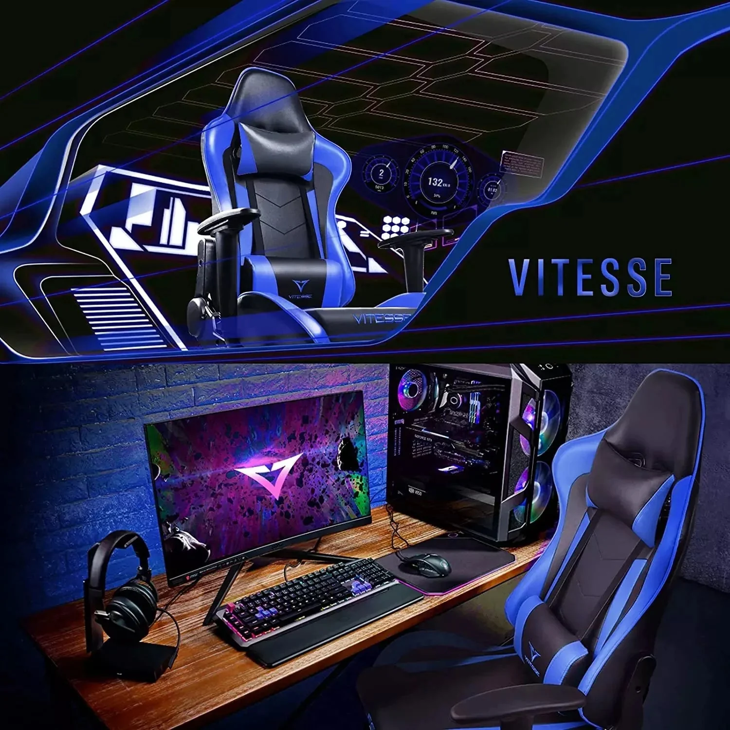 WALEAF Ergonomic Leather Gaming Chair, Reclining PC Gaming Chair - Image 54