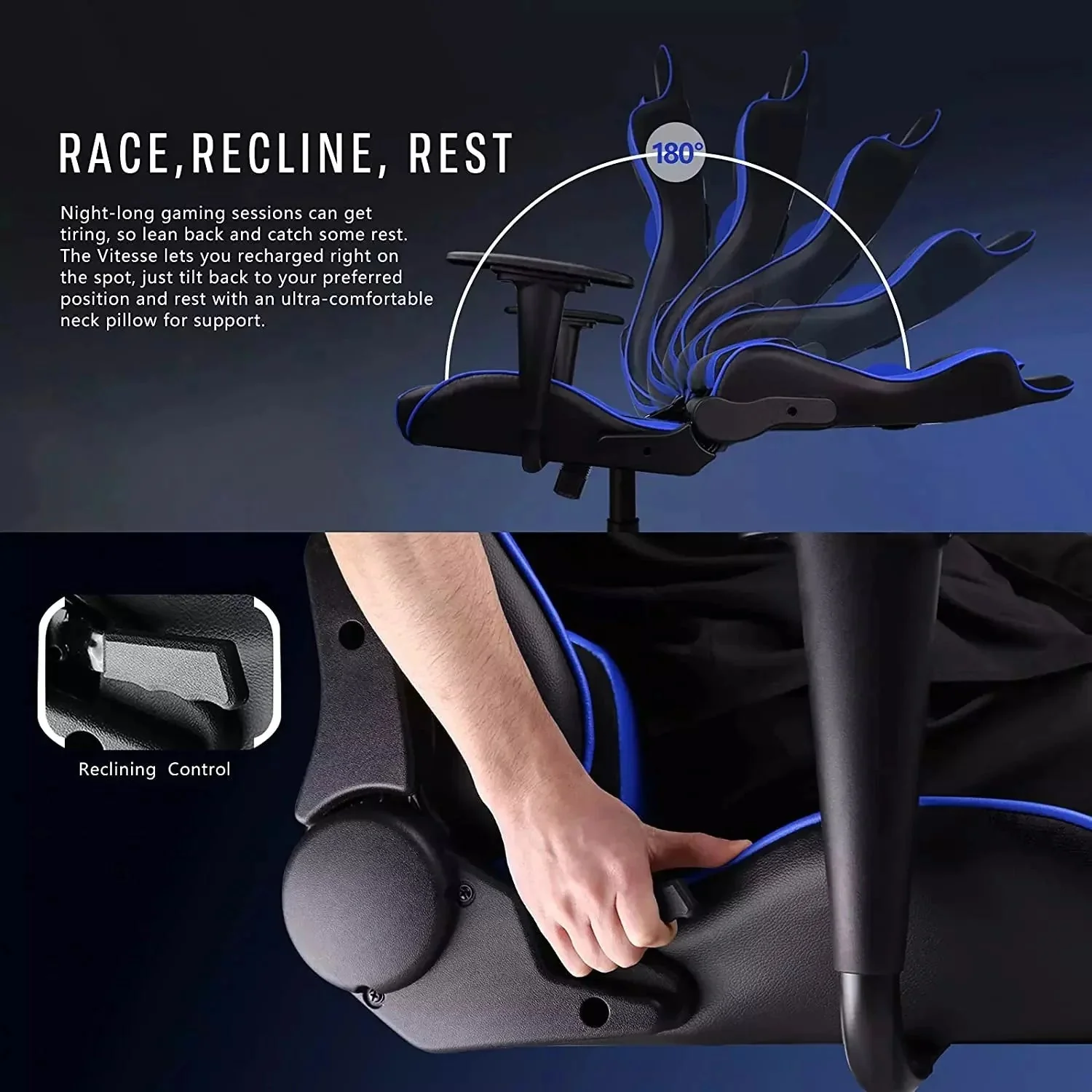 WALEAF Ergonomic Leather Gaming Chair, Reclining PC Gaming Chair - Image 56