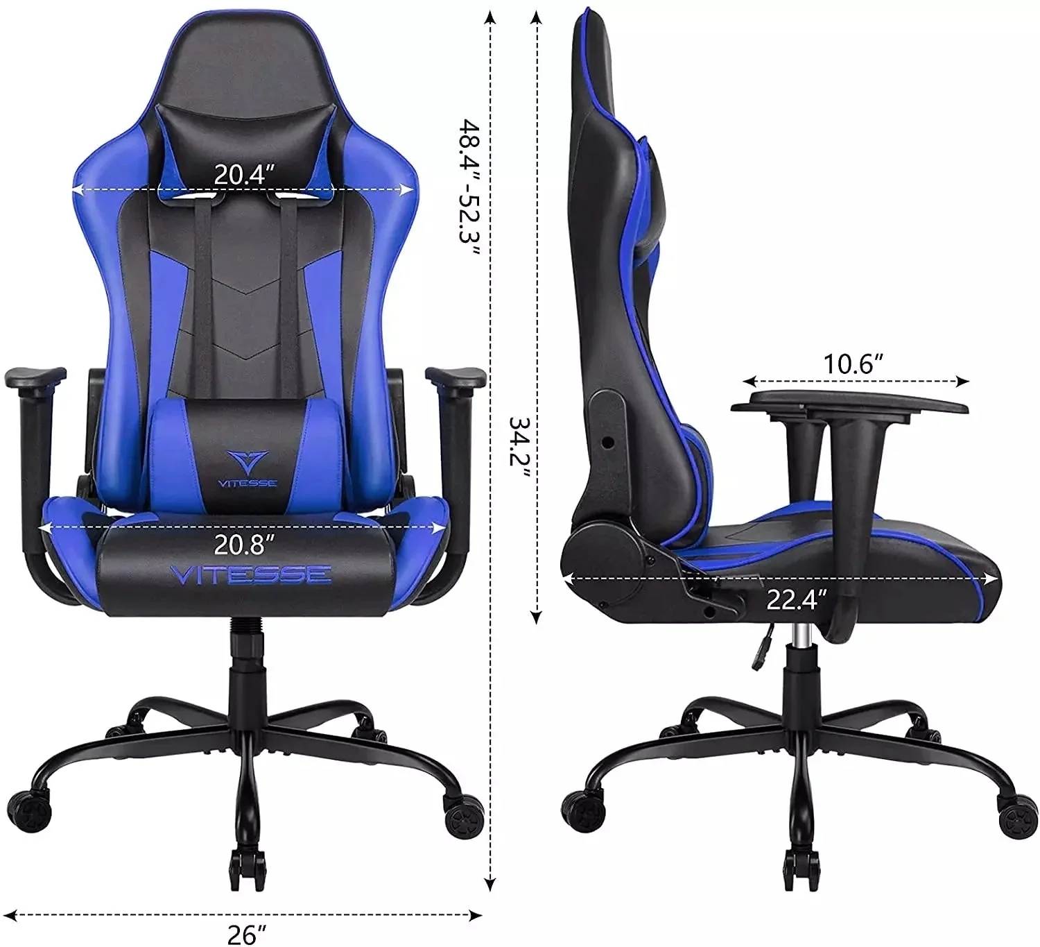 WALEAF Ergonomic Leather Gaming Chair, Reclining PC Gaming Chair - Image 59