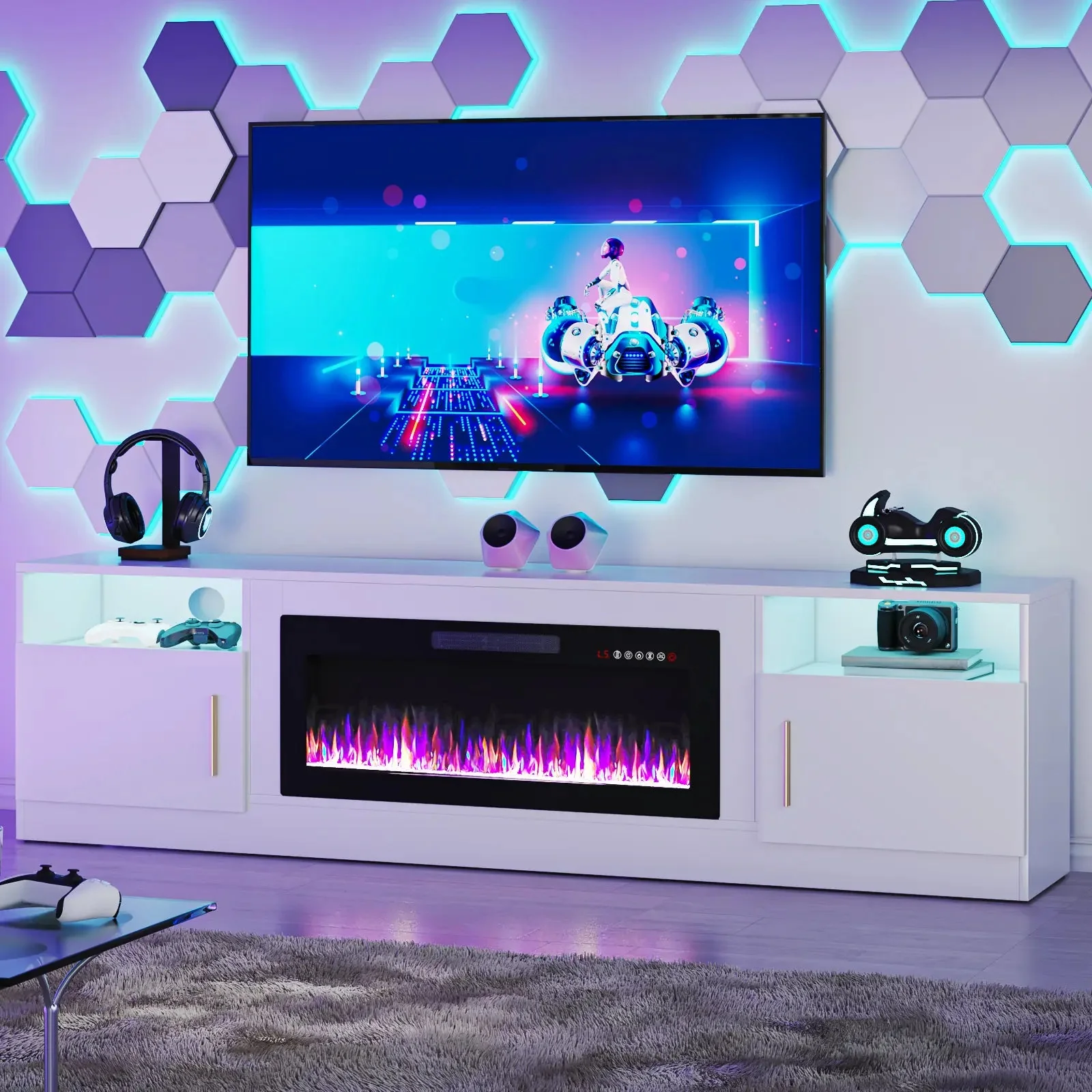BOSSIN Fireplace TV Stand with 36" Fireplace,80" TV Stand
