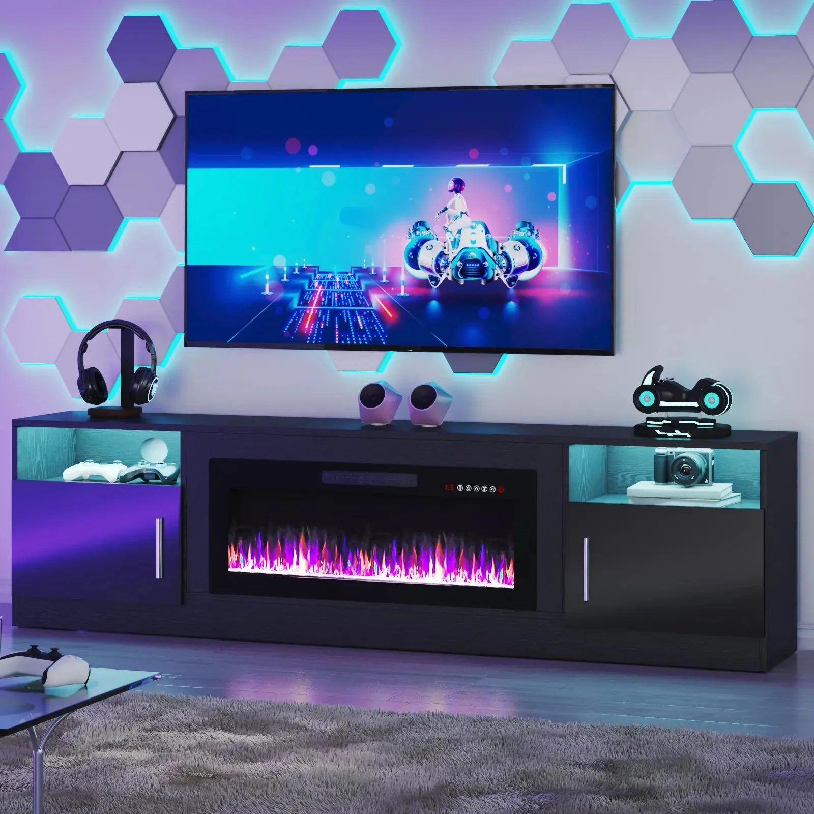 BOSSIN Fireplace TV Stand with 36" Fireplace,80" TV Stand - Image 2