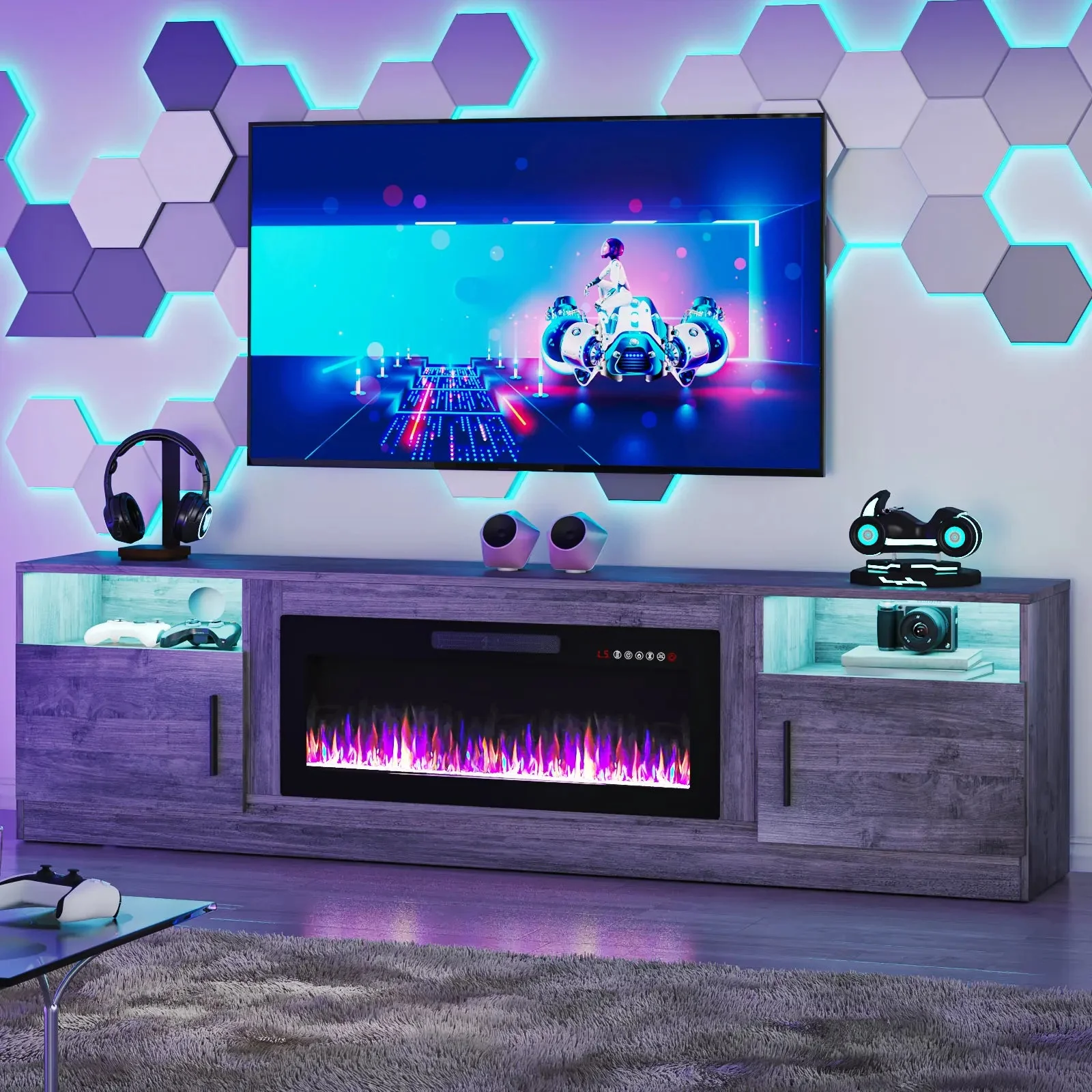 BOSSIN Fireplace TV Stand with 36" Fireplace,80" TV Stand - Image 3