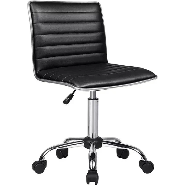 WALEAF Mid-Back Height Adjustable Office Chair, Armless Swivel Task Chair
