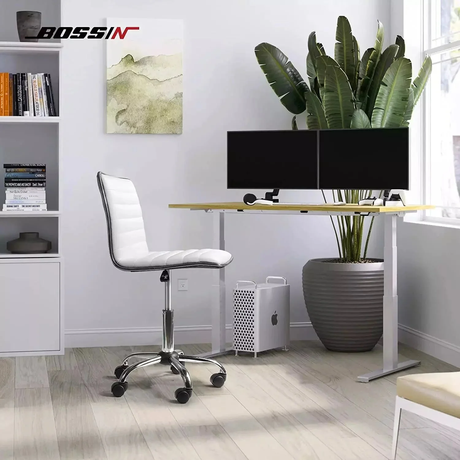 WALEAF Mid-Back Height Adjustable Office Chair, Armless Swivel Task Chair - Image 10