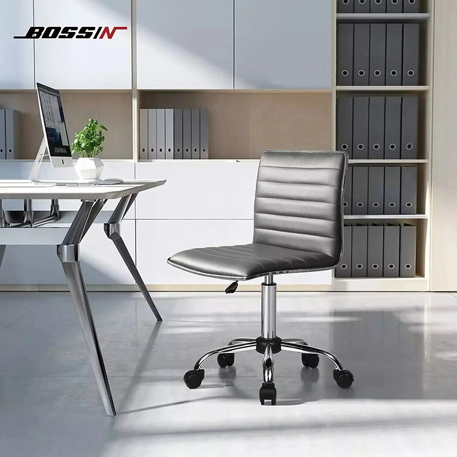 WALEAF Mid-Back Height Adjustable Office Chair, Armless Swivel Task Chair - Image 23