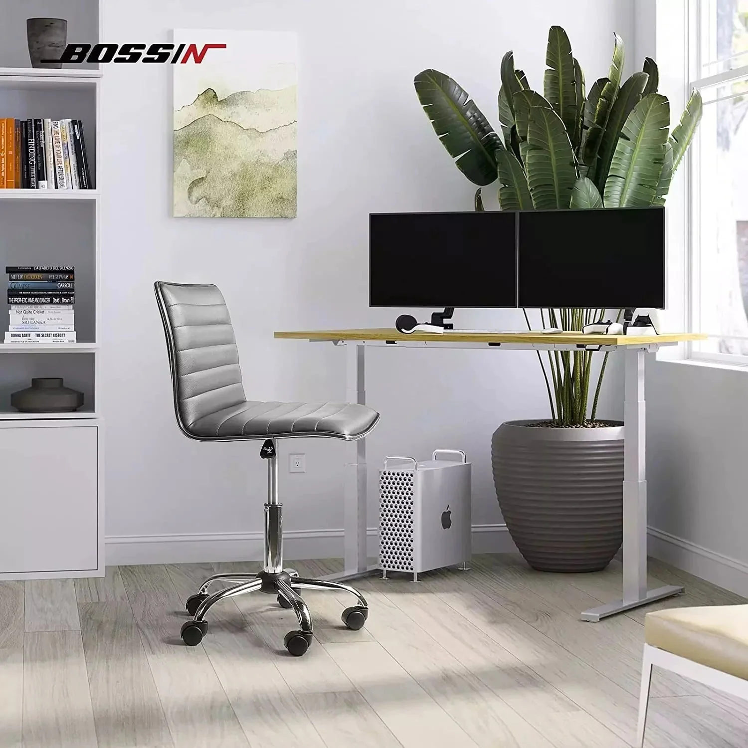 WALEAF Mid-Back Height Adjustable Office Chair, Armless Swivel Task Chair - Image 24