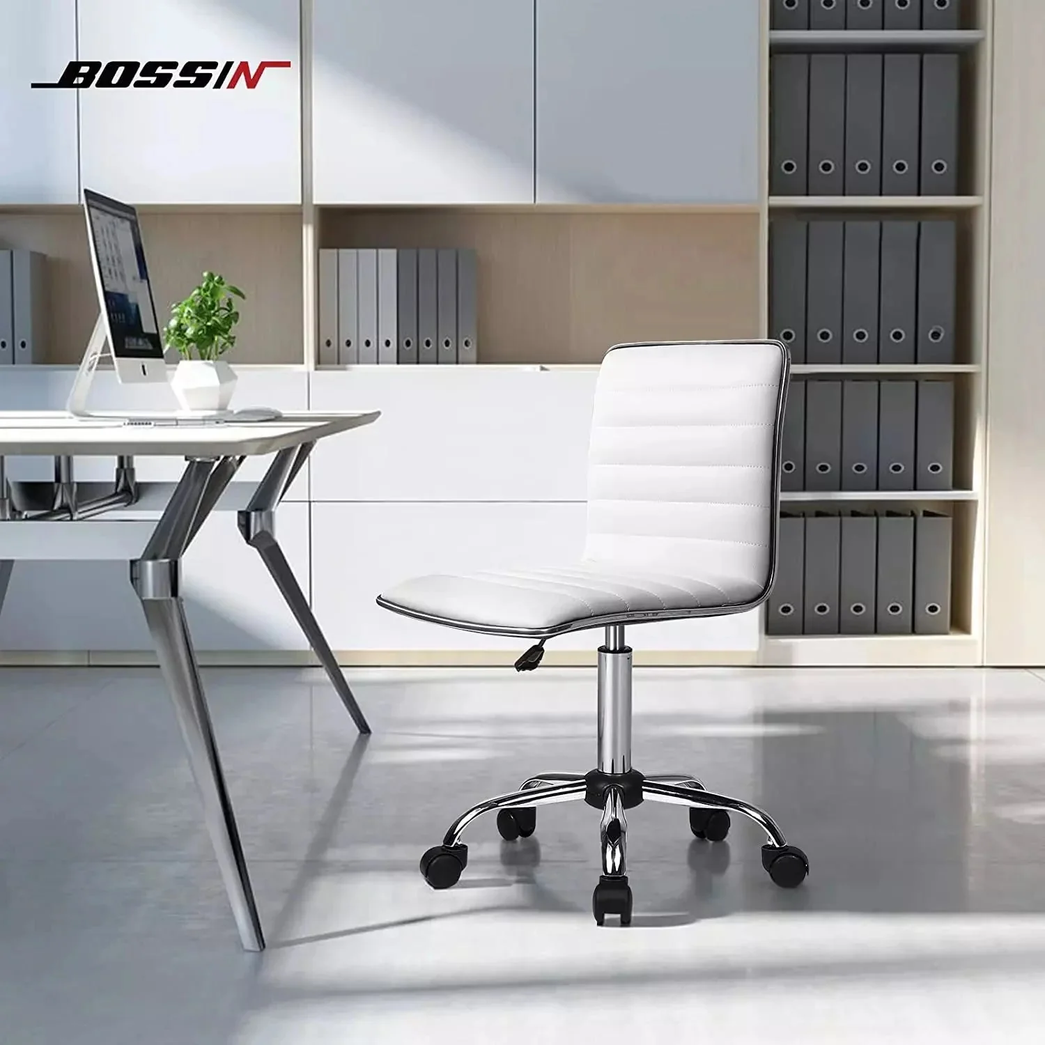WALEAF Mid-Back Height Adjustable Office Chair, Armless Swivel Task Chair - Image 9