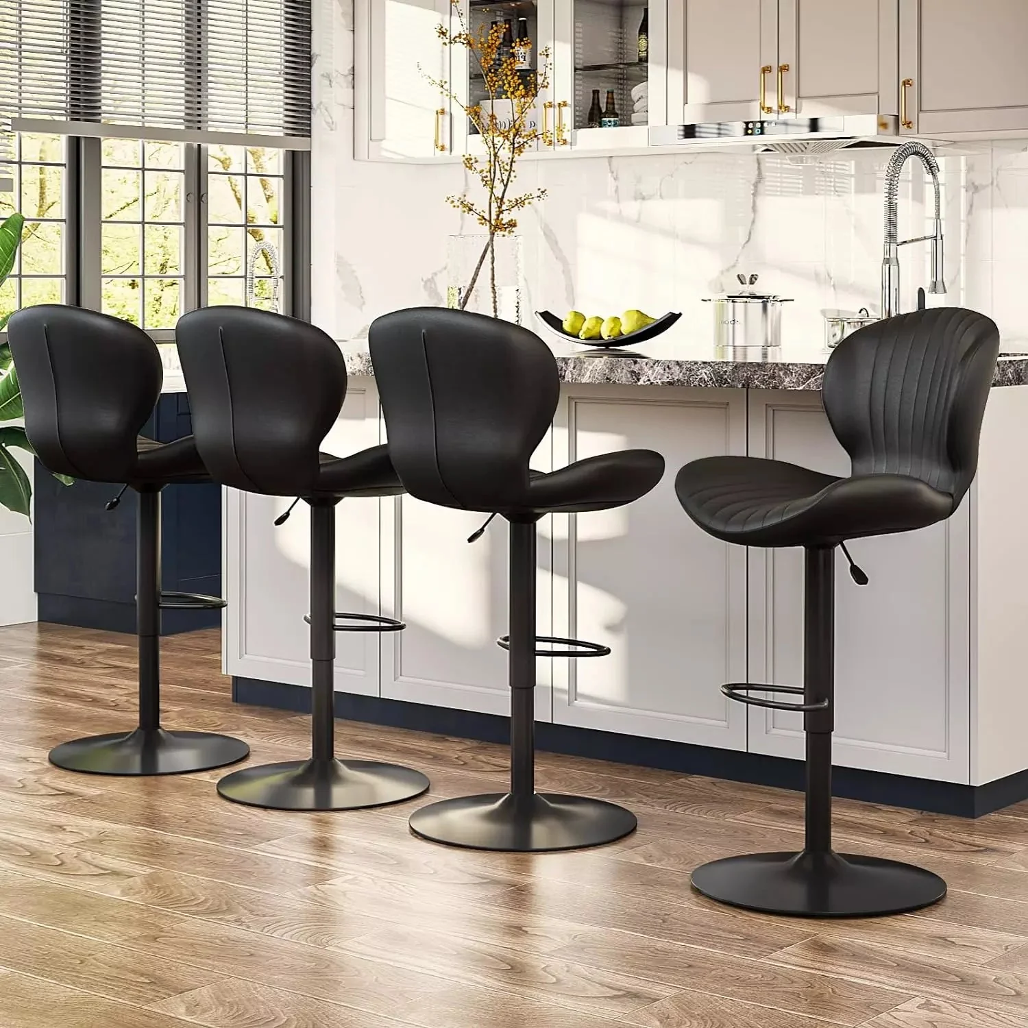 Waleaf Modern Adjustable Bar Stools,Leather Upholstered Swivel Counter Stools - Image 11