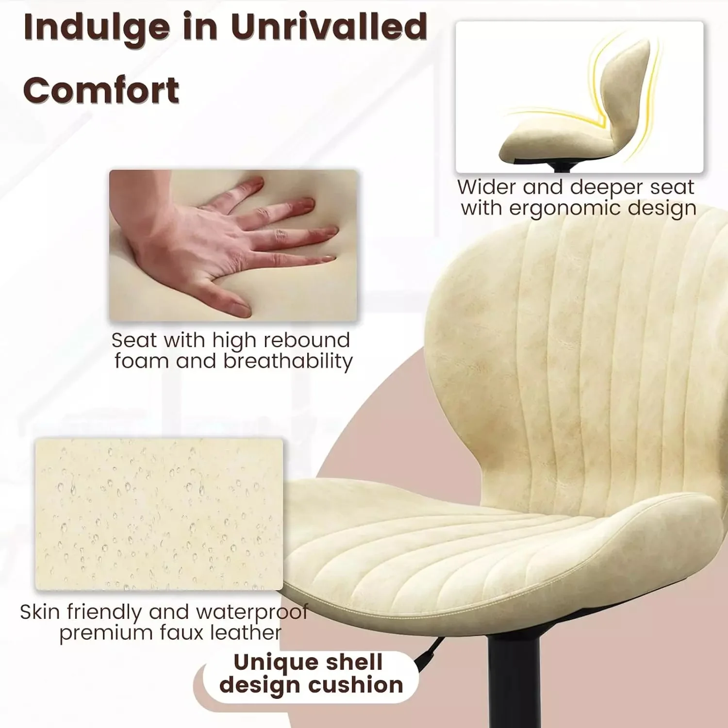 Waleaf Modern Adjustable Bar Stools,Leather Upholstered Swivel Counter Stools - Image 19