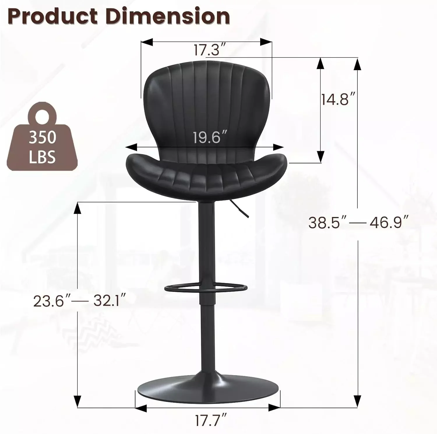 Waleaf Modern Adjustable Bar Stools,Leather Upholstered Swivel Counter Stools - Image 24