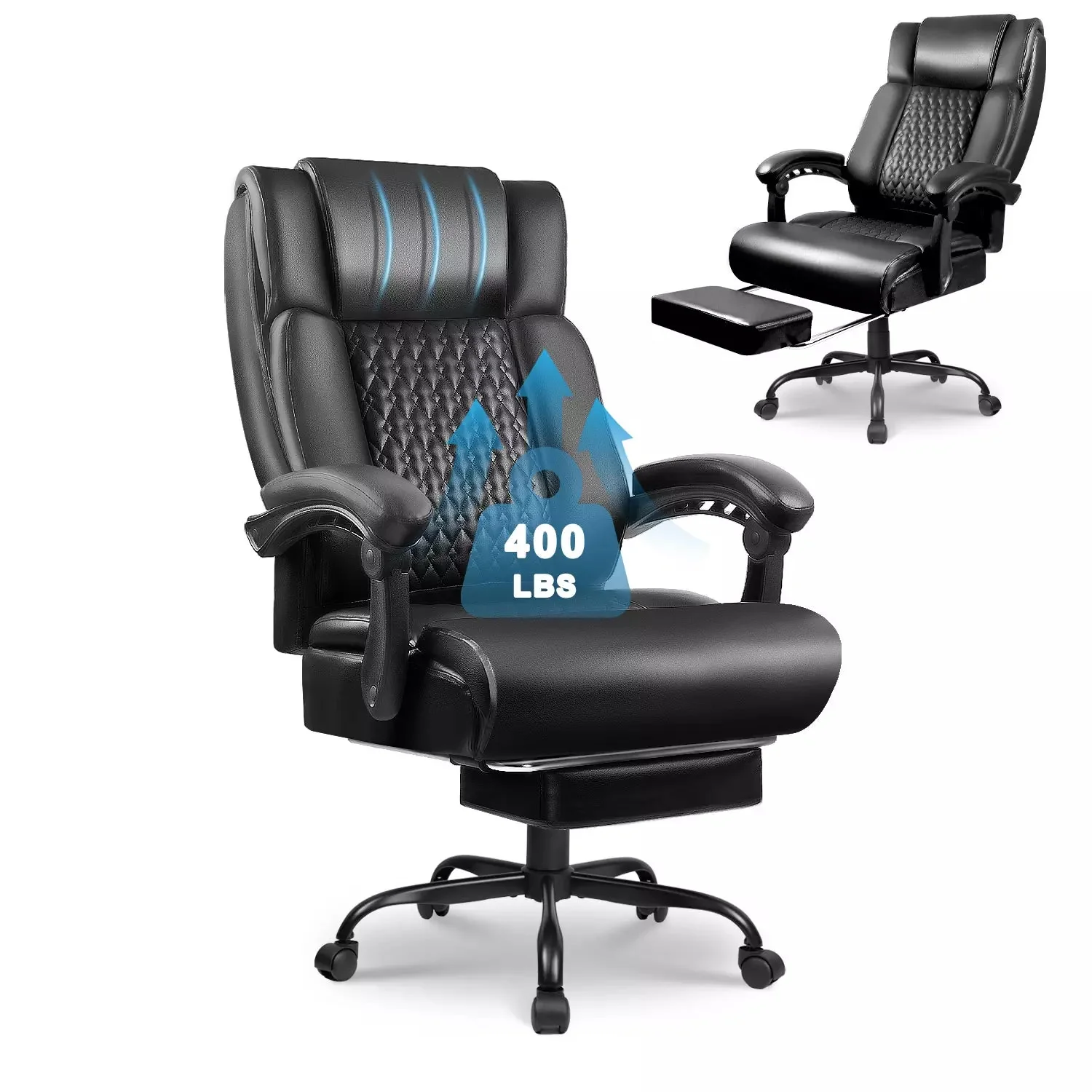 WALEAF Office Chair,Executive Heavy Duty Office Chair with Foot Rest